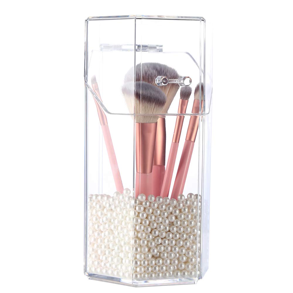 Clear Acrylic Makeup Brush Holder & Organizer - Dustproof Cosmetic Brush Storage Box for Professional Makeup Artists & Beauty Enthusiasts - Perfect for Vanity, Salon, and Travel Use