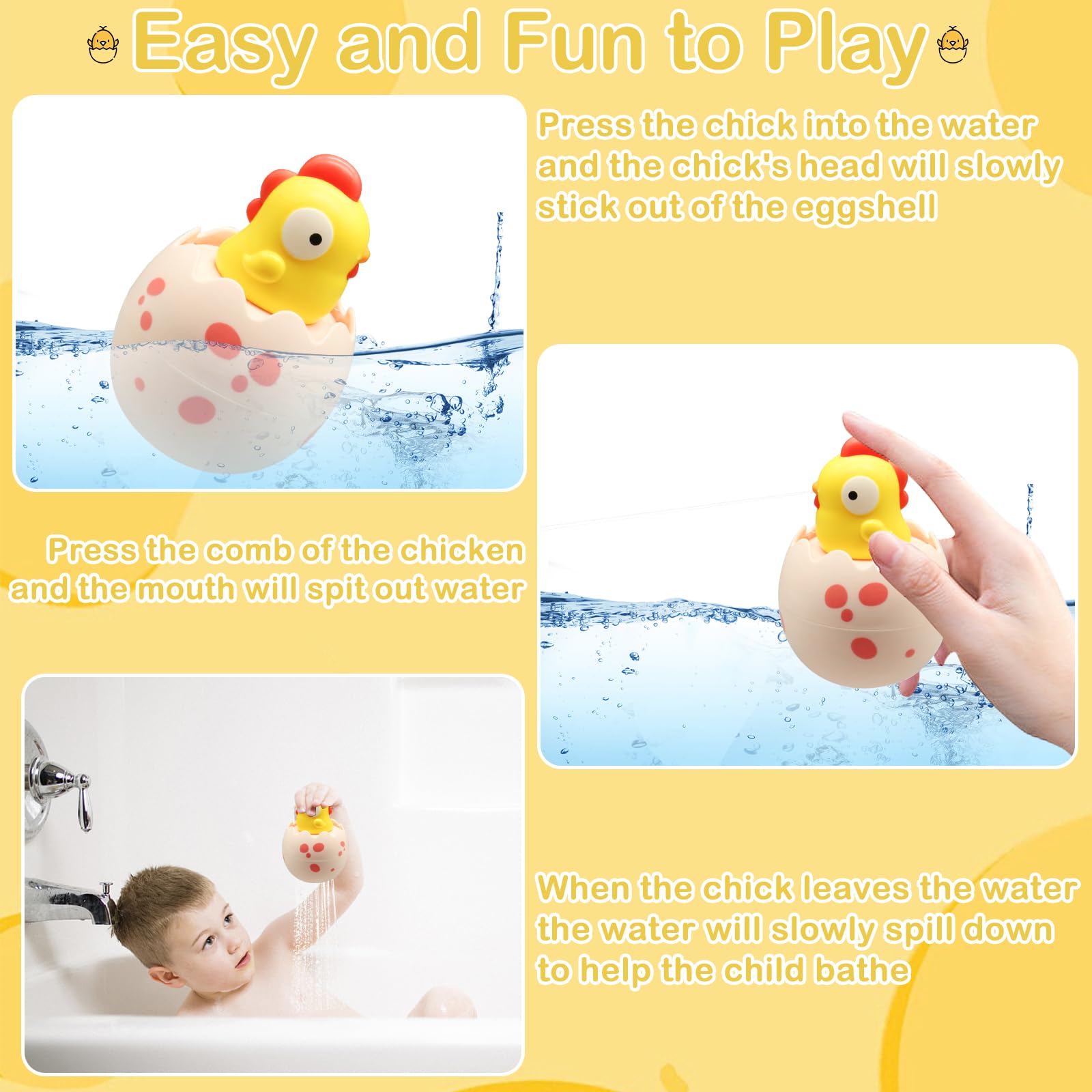 Easter Baby Basket Stuffers - Hatching Egg Bath Toys for Toddlers 1-3 Years Old - Easter Basket Fillers for Boys & Girls - Fun Bathtub & Pool Toys - Perfect Easter Gift for Infants & Toddlers (Great for Easter Celebrations, Bath Time Play & Swimming Pool Fun)