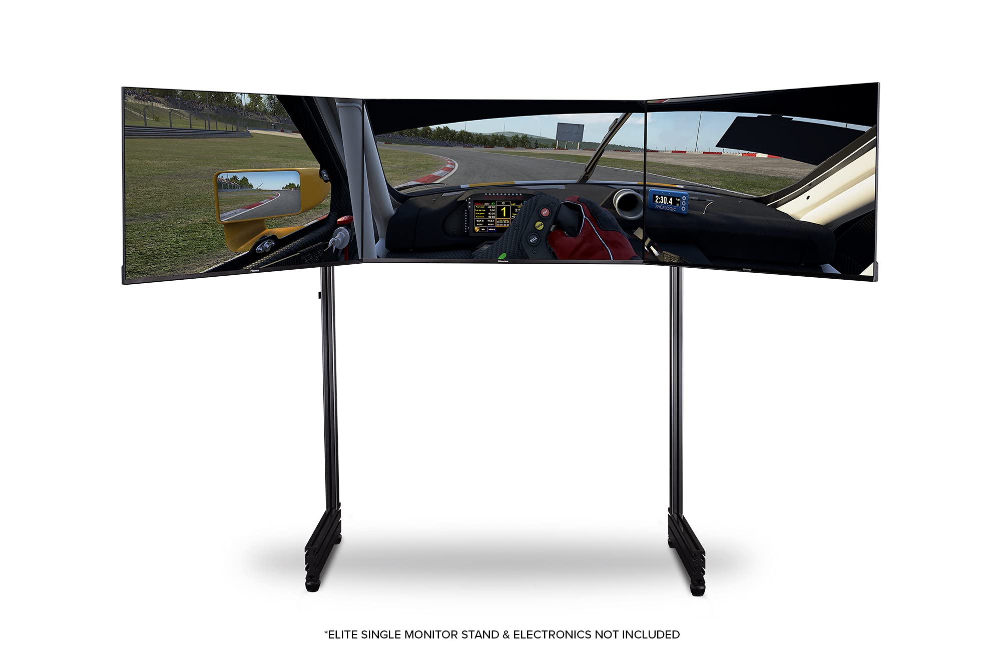 Next Level Racing Elite Freestanding Triple Monitor Stand Add-On Carbon Grey (NLR-E006) for PC Gaming - Heavy Duty Adjustable Monitor Mount for Sim Racing, Flight Simulation & Esports Setup