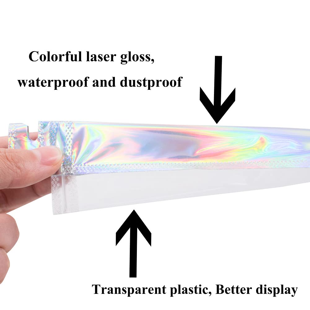Resealable Foil Ziplock Bags 50 Pack - Aluminum Foil Storage Bags for Jewelry, Pens, Lipstick, Eyelashes & Necklaces - Holographic Rainbow Colors - Perfect for Organizing, Travel & Gift Packaging