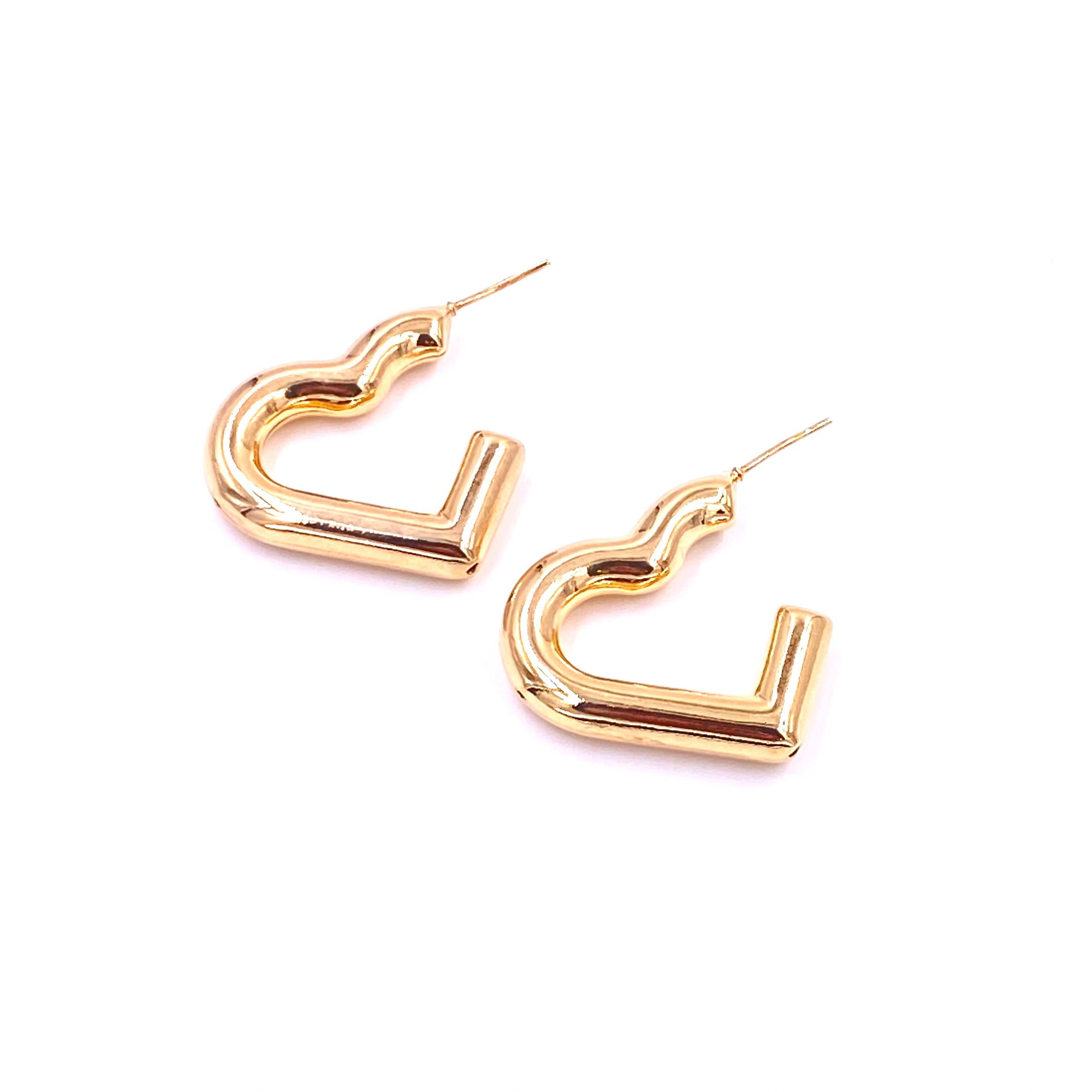 Ashley Gold Stainless Steel Gold Plated Open Heart Hoop Earrings for Women - Trendy Fashion Jewelry Gift for Valentine's Day, Anniversary & Date Night