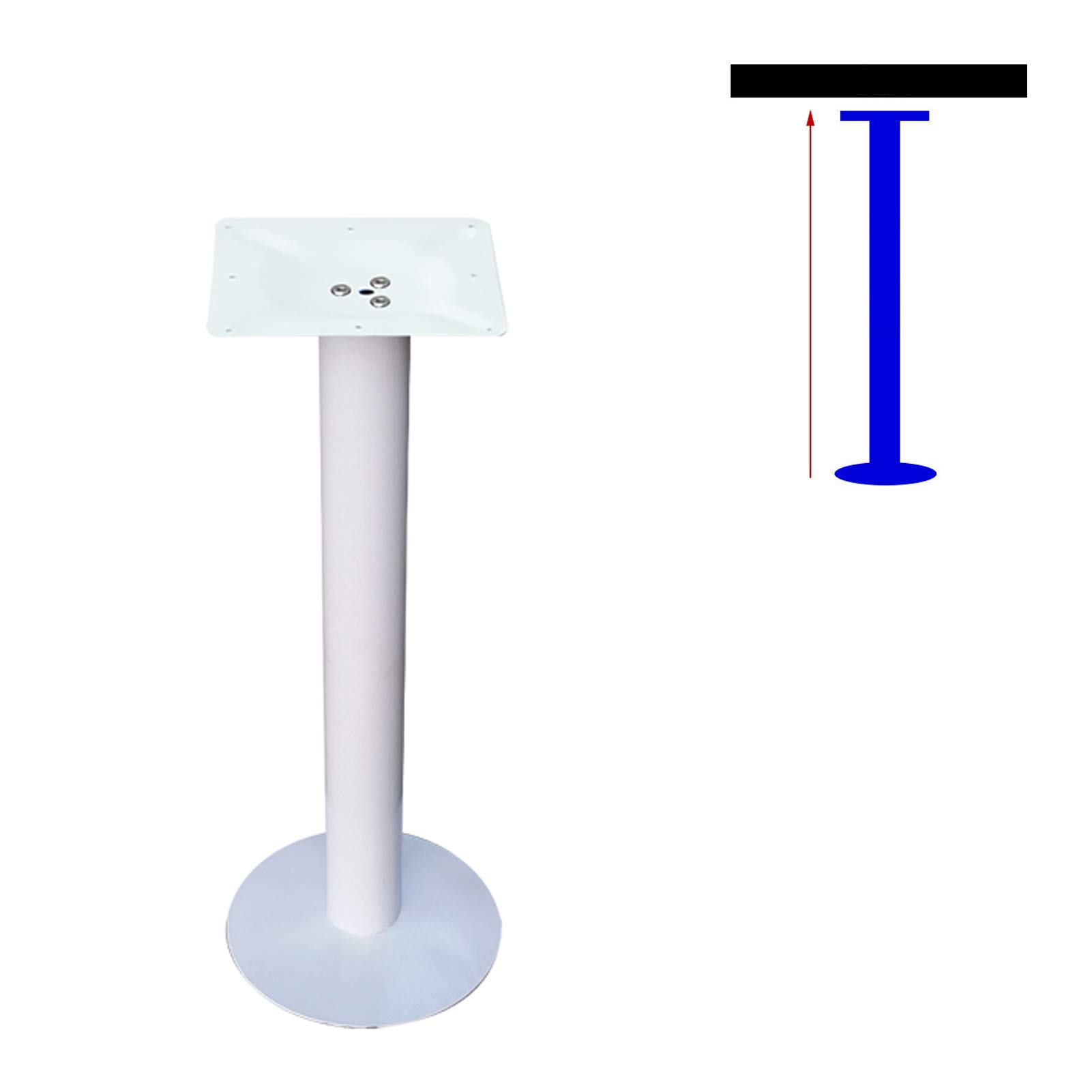 Heavy Duty Single Column Desk Leg - Sturdy Metal Round Tube Bracket for Kitchen Breakfast Bar, Coffee Table, Workbench & Counter Support (White, 95cm/37.4in) - Perfect for Home Office, Restaurant & Commercial Furniture