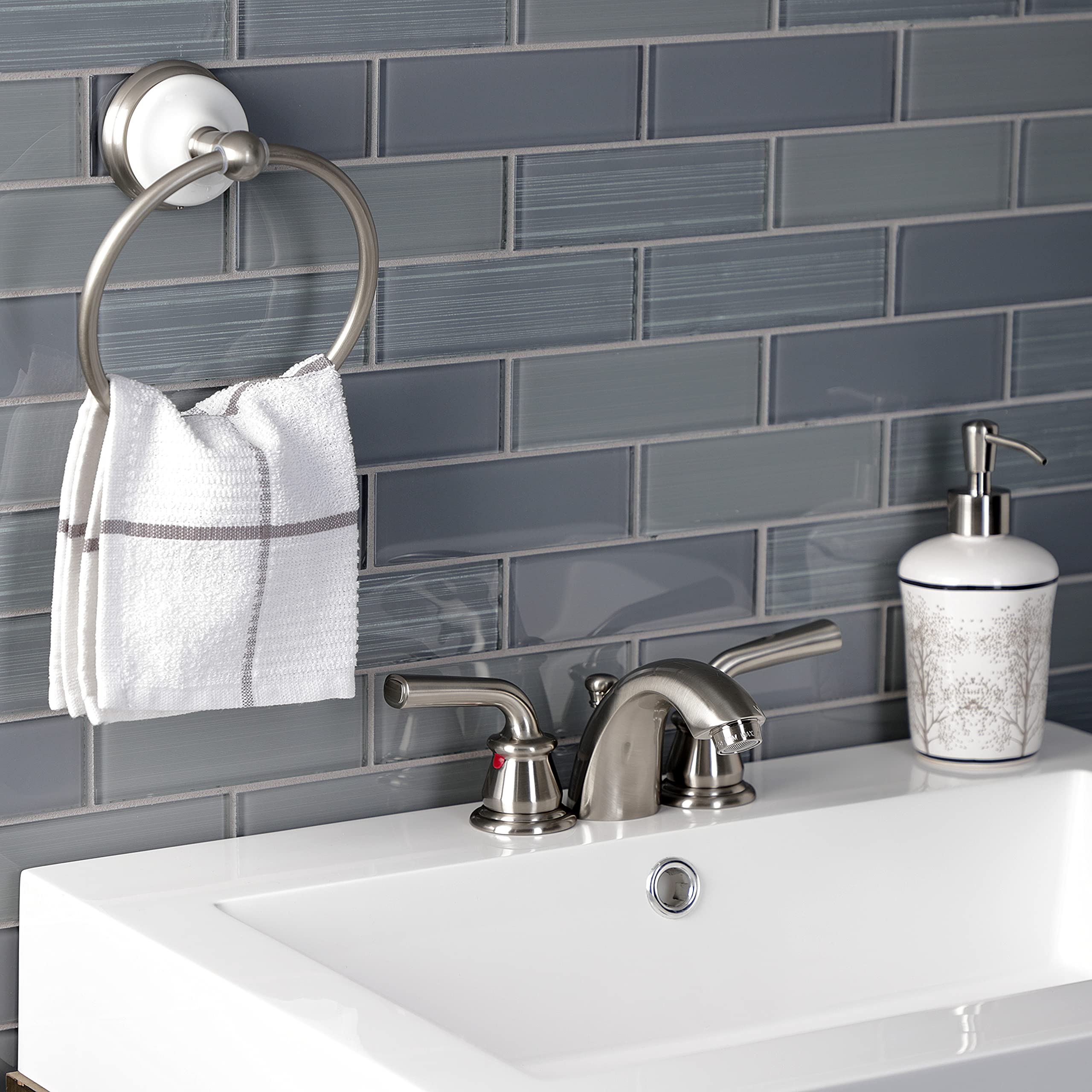 Kingston Brass KB958RXL Brushed Nickel Mini-Widespread Bathroom Faucet with Pop-Up Drain - Perfect for Bathroom Vanity Sink, Powder Room, and Guest Bath Remodeling