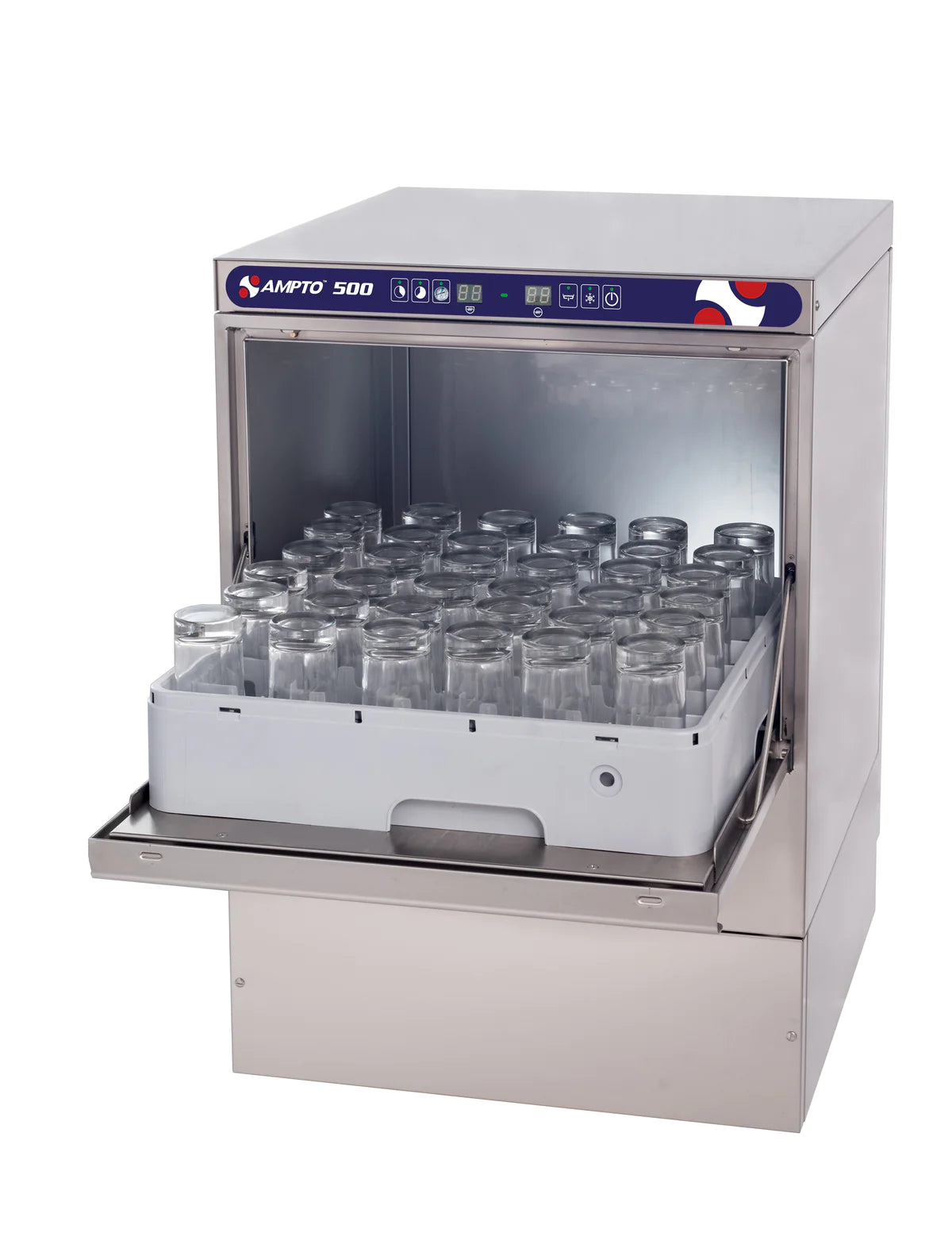 AMDTO Undercounter Dishwasher - Front Load Door Type, 23 5/8 Inch Width, 20/30/60 Racks per Hour Capacity, High Temperature Sanitizing for Restaurants, Cafes & Commercial Kitchens