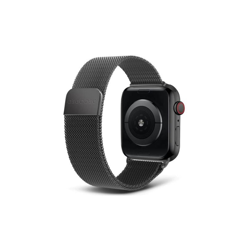 BANDA DECODED MILAN Magnetic Strap for Apple Watch 44mm 45mm 46mm 49mm - Black Stainless Steel Mesh Band - Perfect for Workout, Running & Everyday Wear