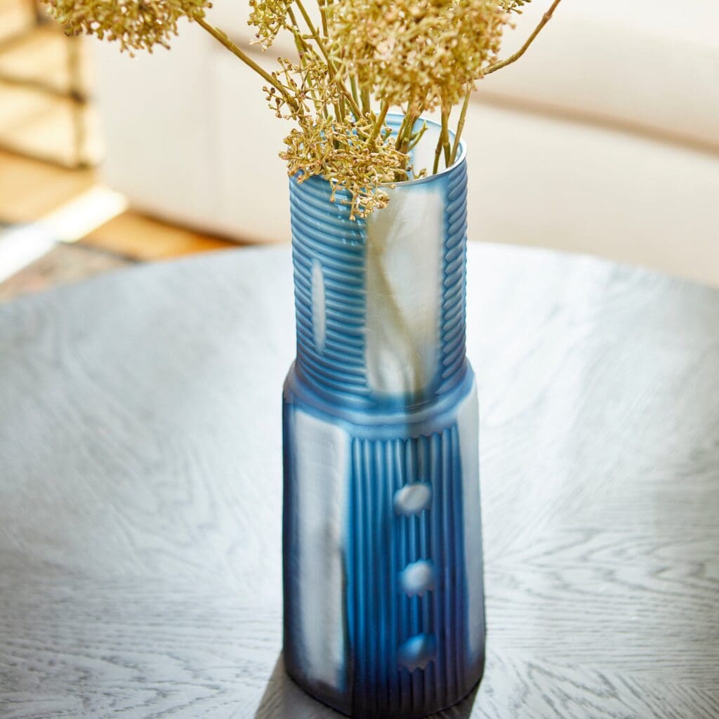 Cyan Design 11100 Olmsted Vase - Blue Ceramic Vase, Medium Size Home Decor for Living Room, Dining Table & Office Desk