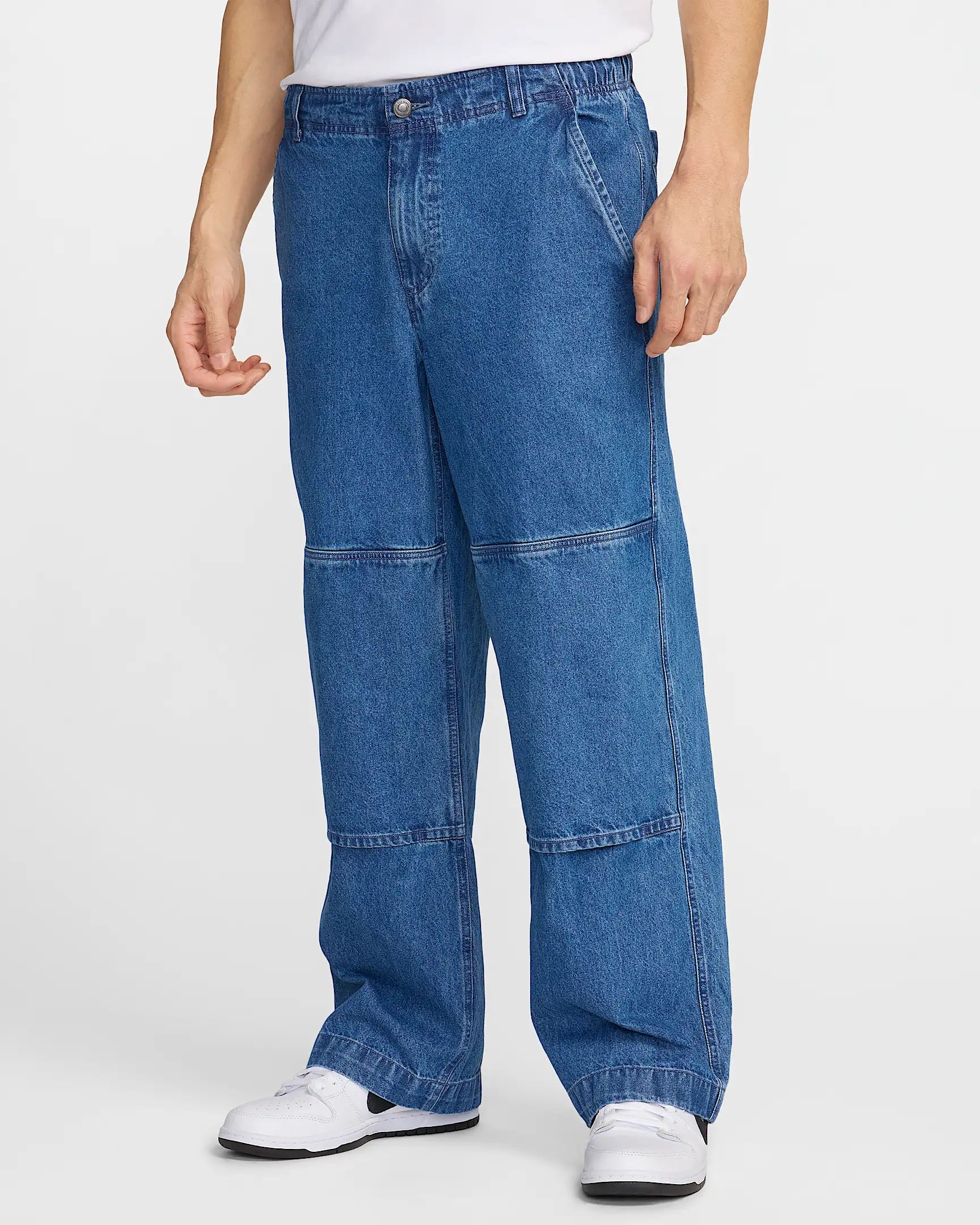 Nike SB Loose Fit Denim Double Knee Work Pants for Men - Diffused Blue & White | Skateboarding, Streetwear, Casual Workwear