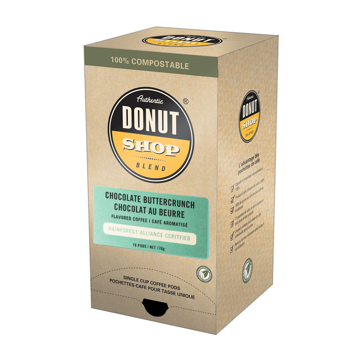 Authentic Donut Shop Chocolate Buttercrunch Coffee Pods - 16 Count K-Cup Pods for Keurig Brewers | Perfect for Breakfast, Office & Home Coffee Breaks