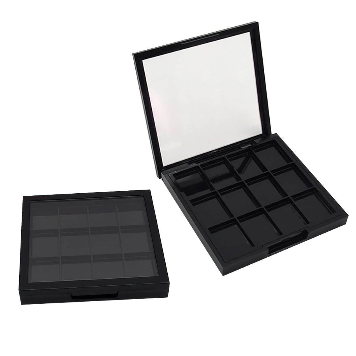 FRCOLOR 12 Grid Magnetic Eyeshadow Palette - Empty Makeup Palette for Eyeshadow, Lipstick, Blush & Powder | Black Travel-Friendly Makeup Organizer for Professional Artists & Home Use
