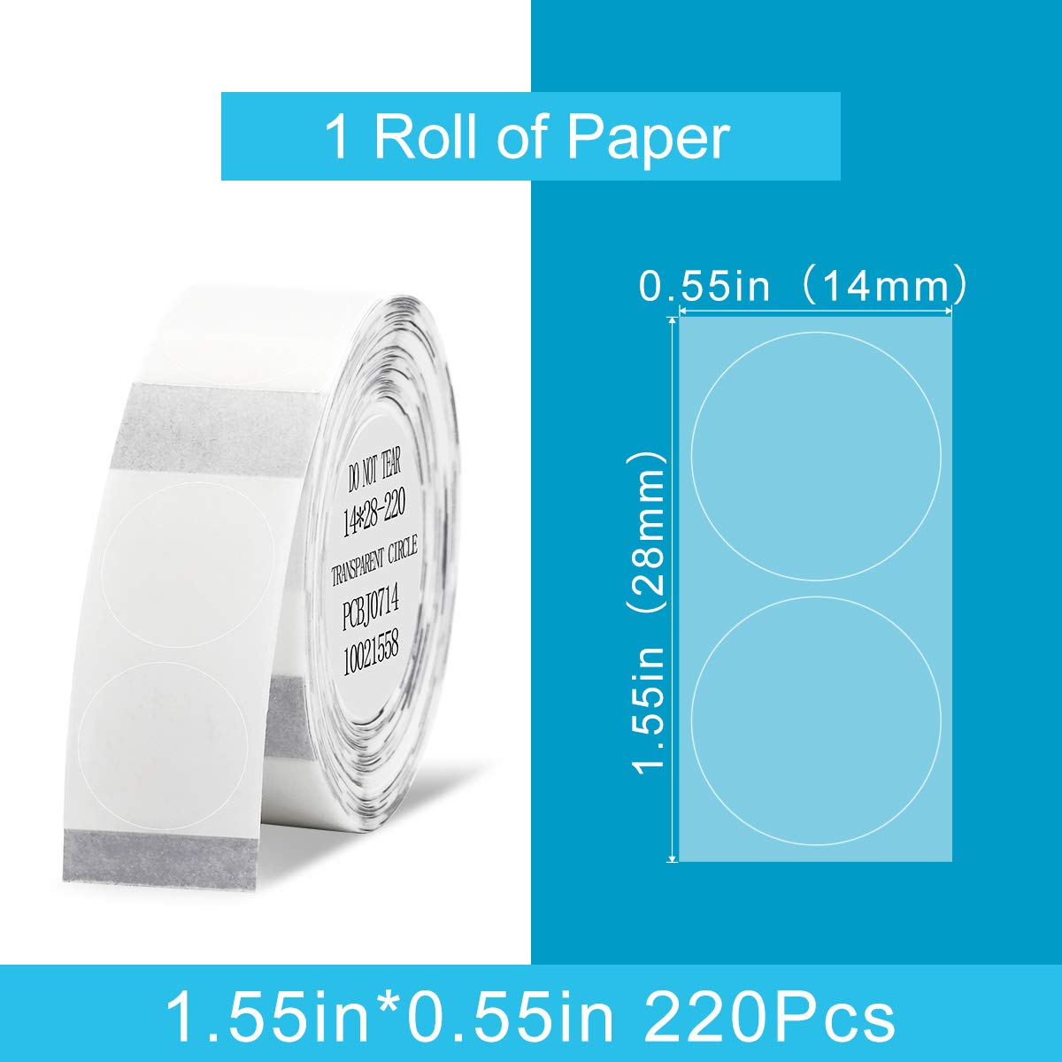 NIIMBOT D11 Label Maker Tape - Clear Round Office Labeling Tape Replacement for Printing, Organizing & Shipping | Perfect for Home, Office & Warehouse Use