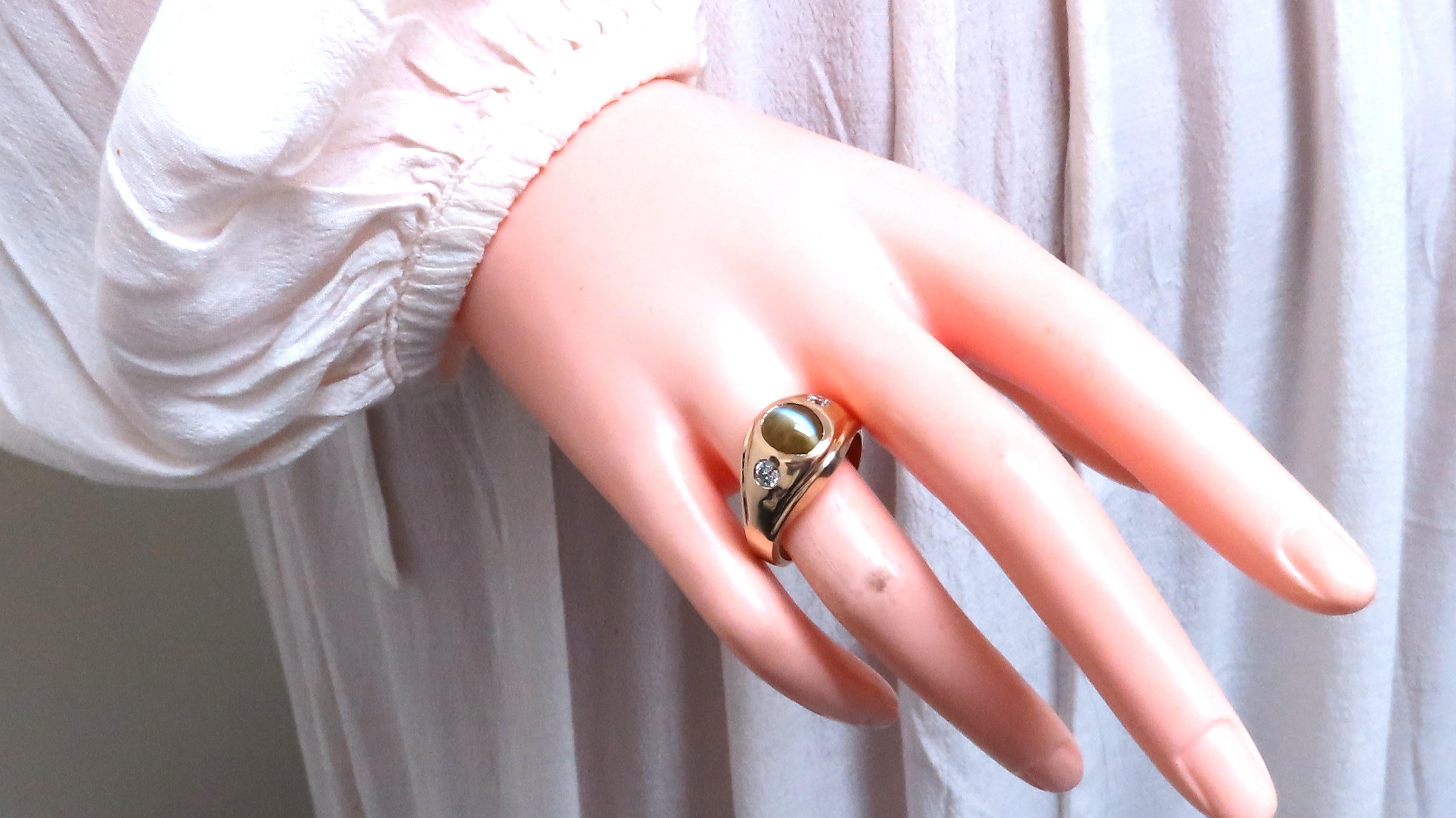 GIA Certified 3.15 Carat Natural Cat's Eye Ring in 14K Gold - Elegant Jewelry for Women, Perfect for Weddings, Anniversaries & Special Occasions