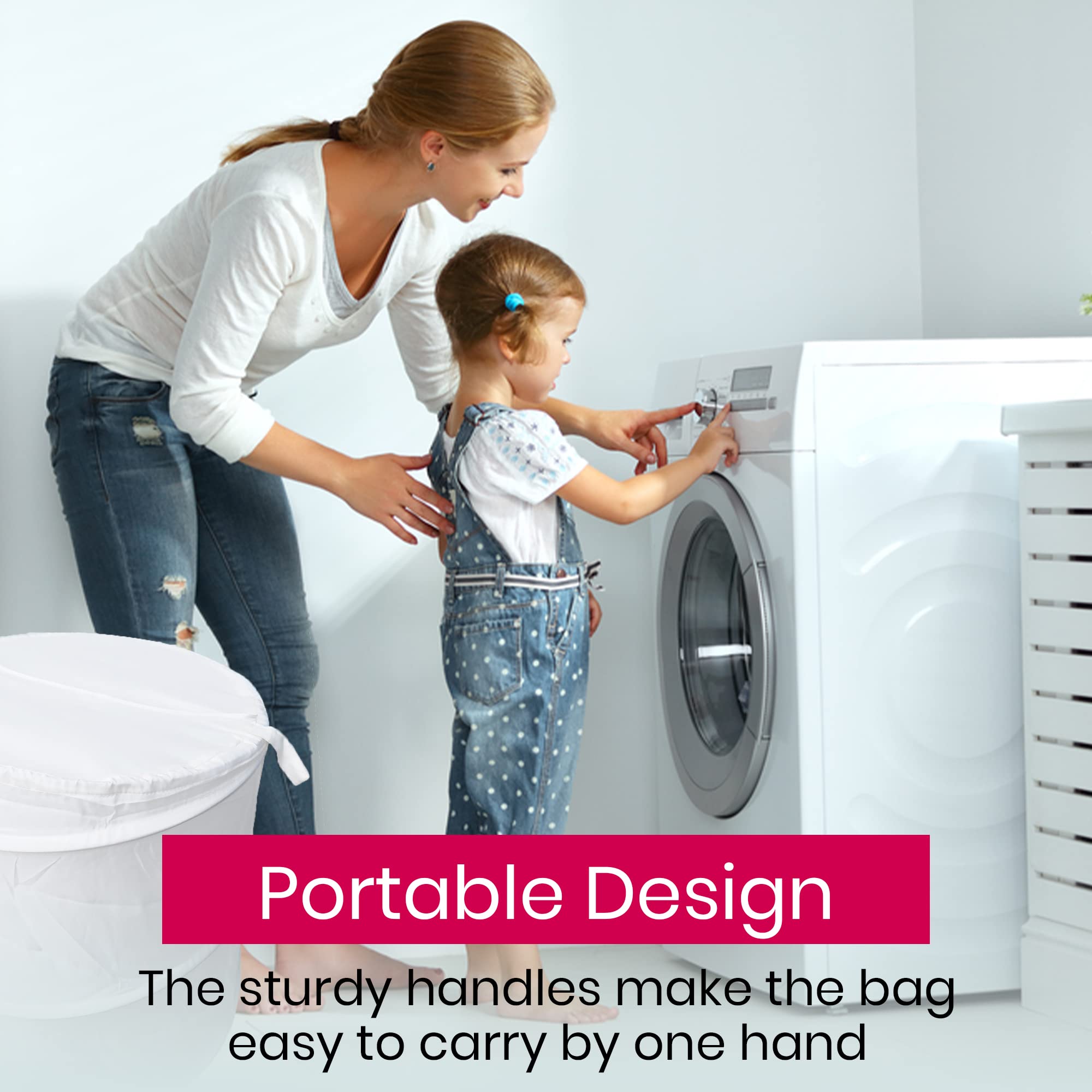 White Polyester Pop Up Laundry Basket - 19.3