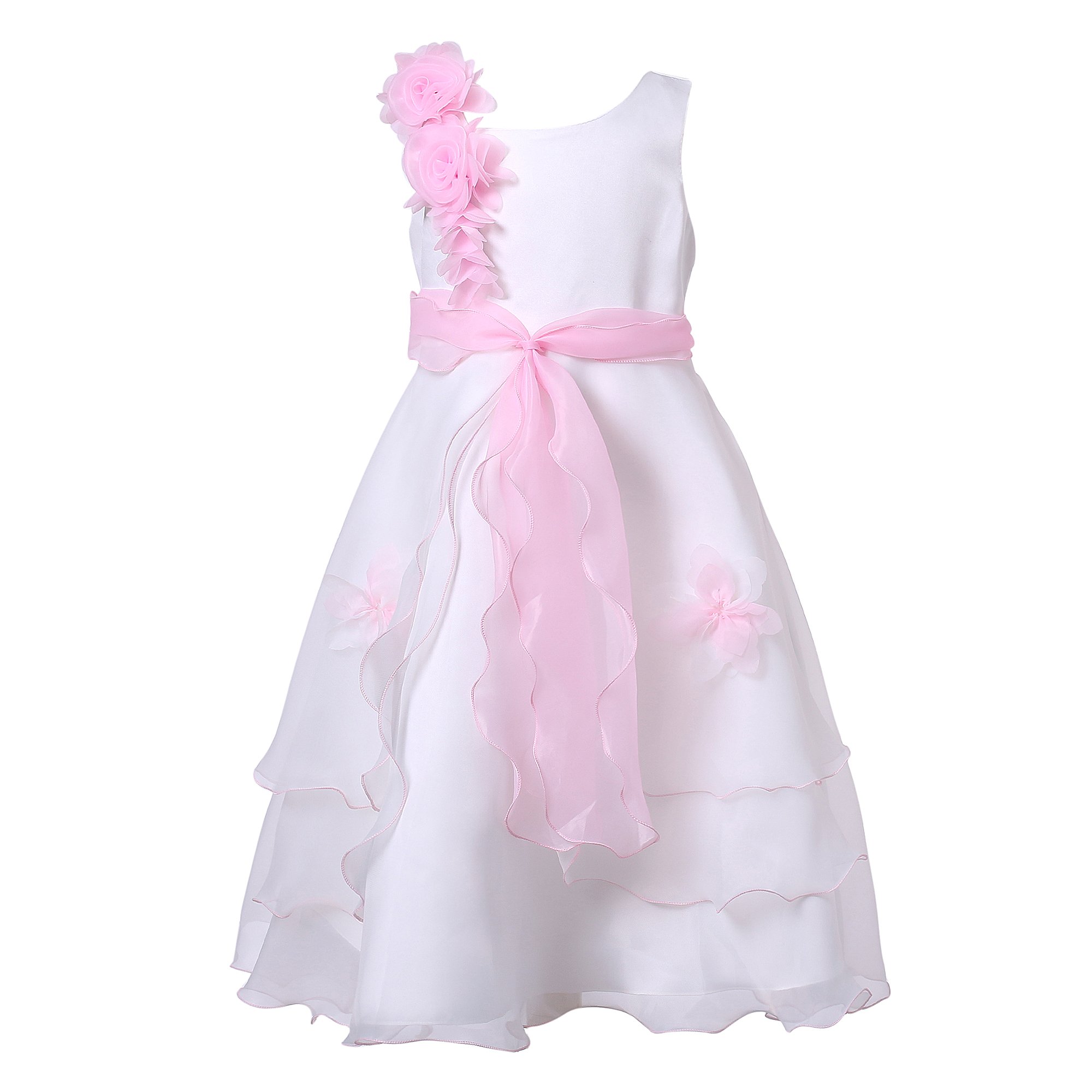 Richie House Girls' Floral Embroidered Party Dress with Lace Details - Elegant Formal Gown for Special Occasions (Size 3-10Y, RH0681) | Perfect for Birthday Parties, Weddings, Pageants & Holiday Celebrations