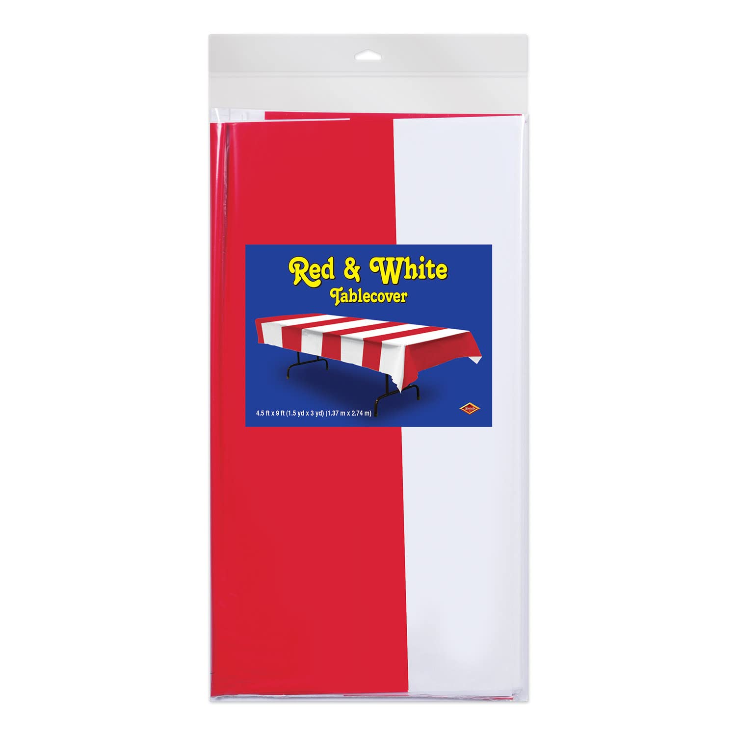Beistle Red & White Striped Plastic Table Covers, 54” x 108” (3-Pack) – Carnival Party Decor, Circus Theme Tablecloth, 4th of July Independence Day Decorations – Perfect for Birthday Parties, Picnics & Outdoor Events