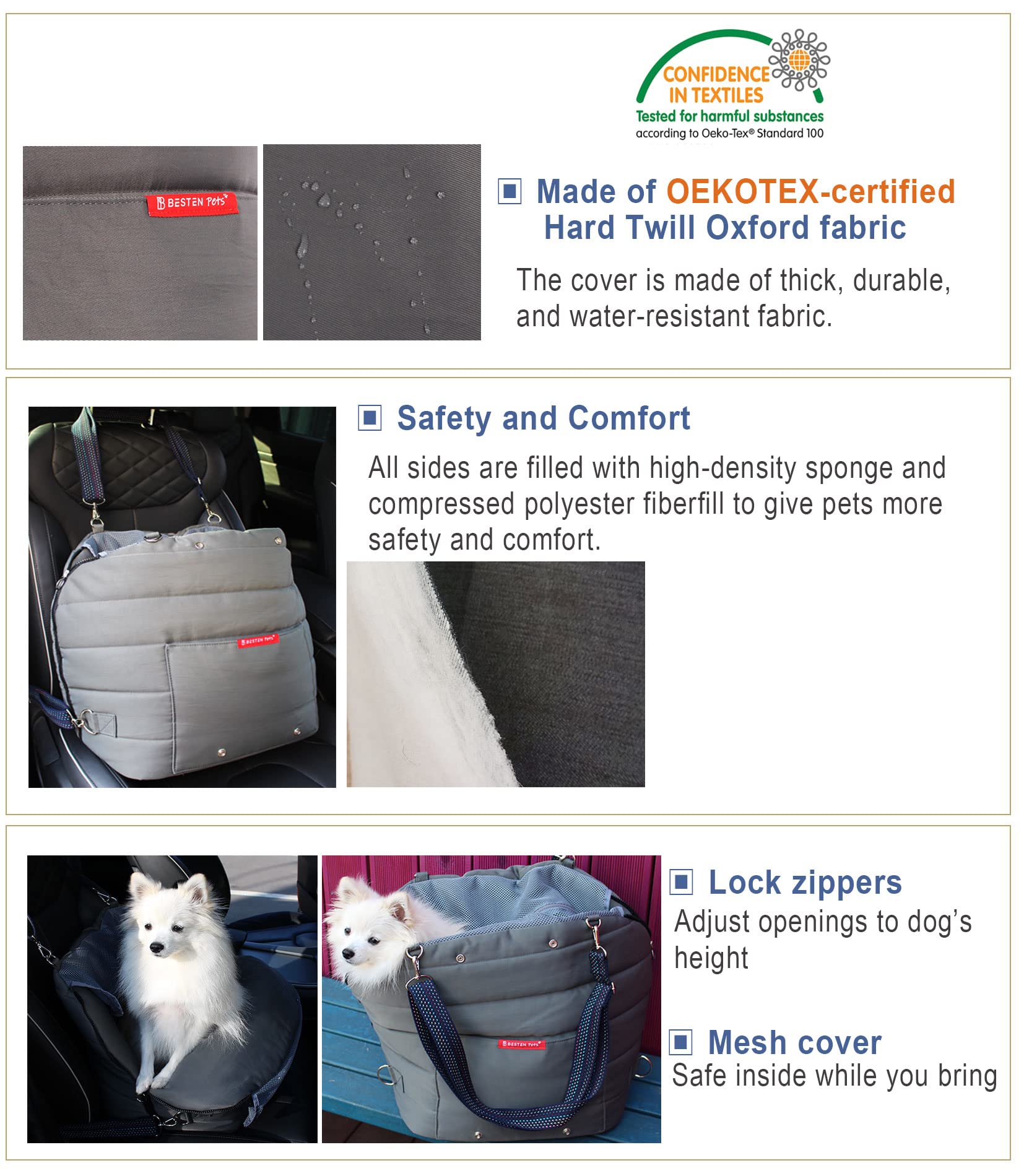 Soft-Sided Pet Carrier Bag - Padded Car Seat with Fluffy Cushion & Breathable Mesh Cover for Small Dogs & Cats | Perfect for Travel, Vet Visits & Road Trips
