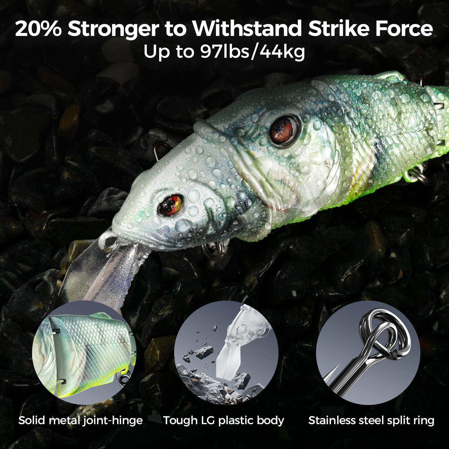 Premium M1 Metal Jointed Swimbait with Realistic Tongue - Lifelike Fishing Lure for Bass, Pike & Walleye - Perfect for Freshwater & Saltwater Fishing