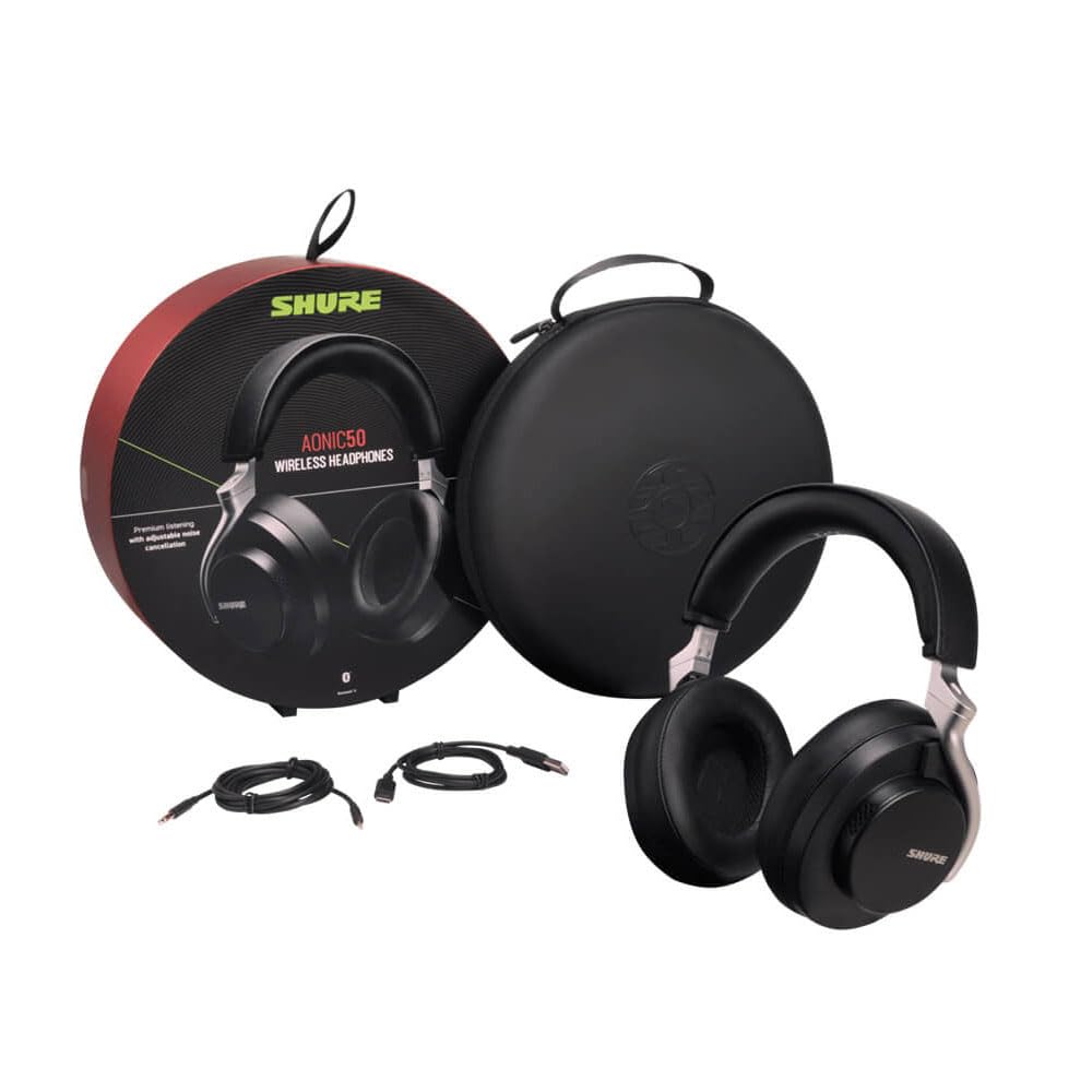 Shure AONIC 50 Wireless Noise Cancelling Headphones - Premium Studio-Quality Sound, Bluetooth 5, 20-Hour Battery Life, Comfort Fit Over-Ear Design, Touch Controls (Black) - Perfect for Travel, Work & Music Lovers