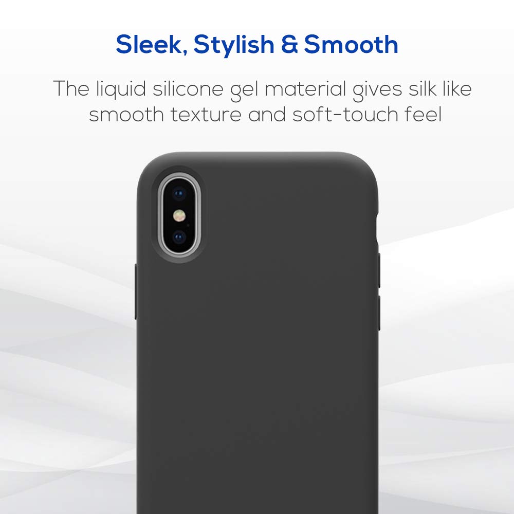 Premium Liquid Silicone Gel Rubber Case for Apple iPhone XS/X/10 - Slim Shockproof Protective Cover with Soft Microfiber Lining (Black) | Perfect for Everyday Use, Travel & Outdoor Activities