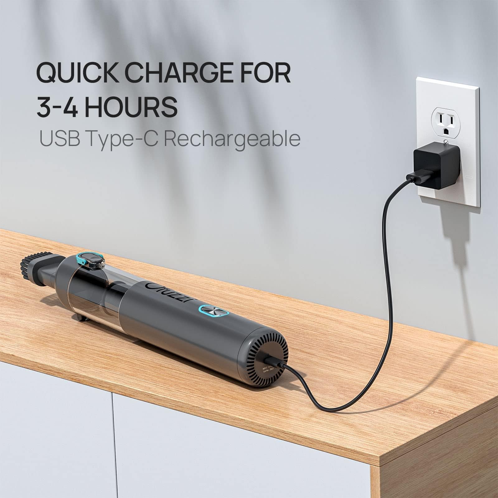 Ofuzzi H8 Apex Car Vacuum Cleaner - 12000Pa High Power Handheld Vacuum, Ultra-Lightweight 1.2lbs, USB-C Fast Charging | Portable Mini Vacuum for Car Detailing, Home Cleaning, Pet Hair Removal & Office Use (Gray)