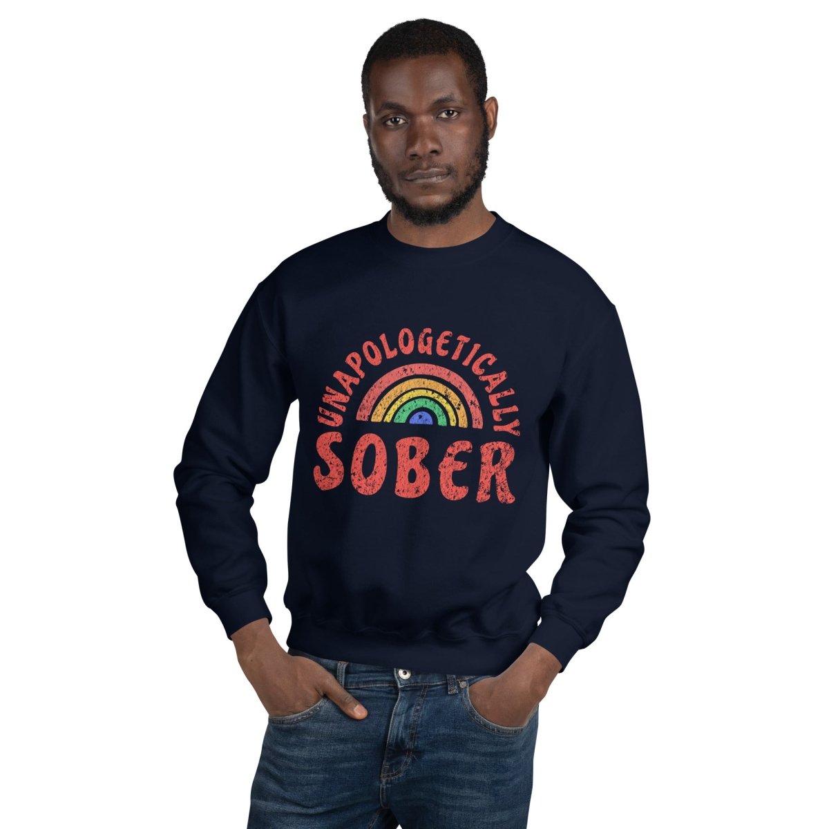 Unapologetically Sober Rainbow Pride Unisex Sweatshirt - LGBTQ+ Ally Apparel for Pride Month, Sobriety Celebration & Everyday Wear