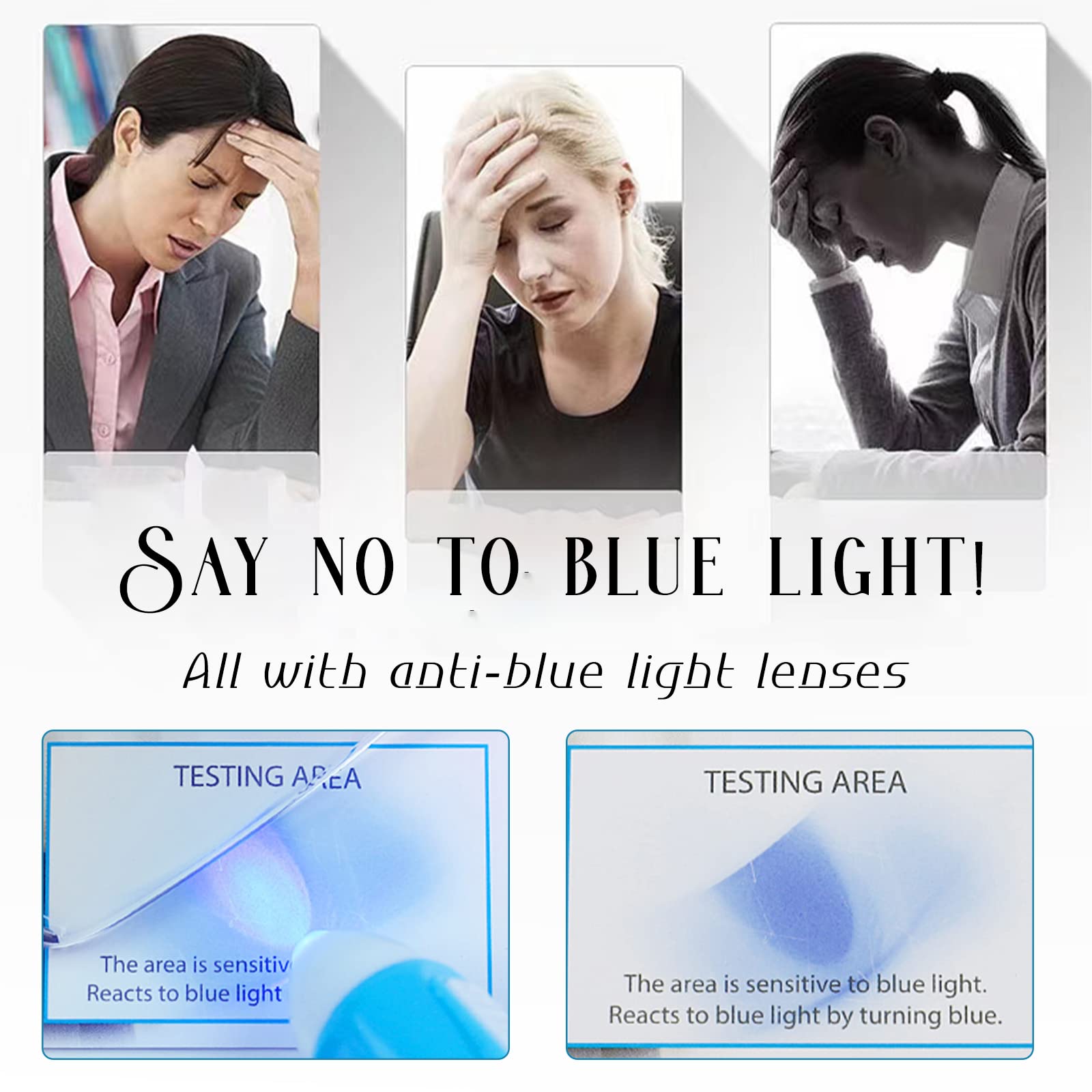Viseng 3-Pack Blue Light Blocking Reading Glasses for Men & Women - Fashionable Rectangular Frame +1.5 Magnification - Perfect for Computer Work, Gaming & Screen Time Protection