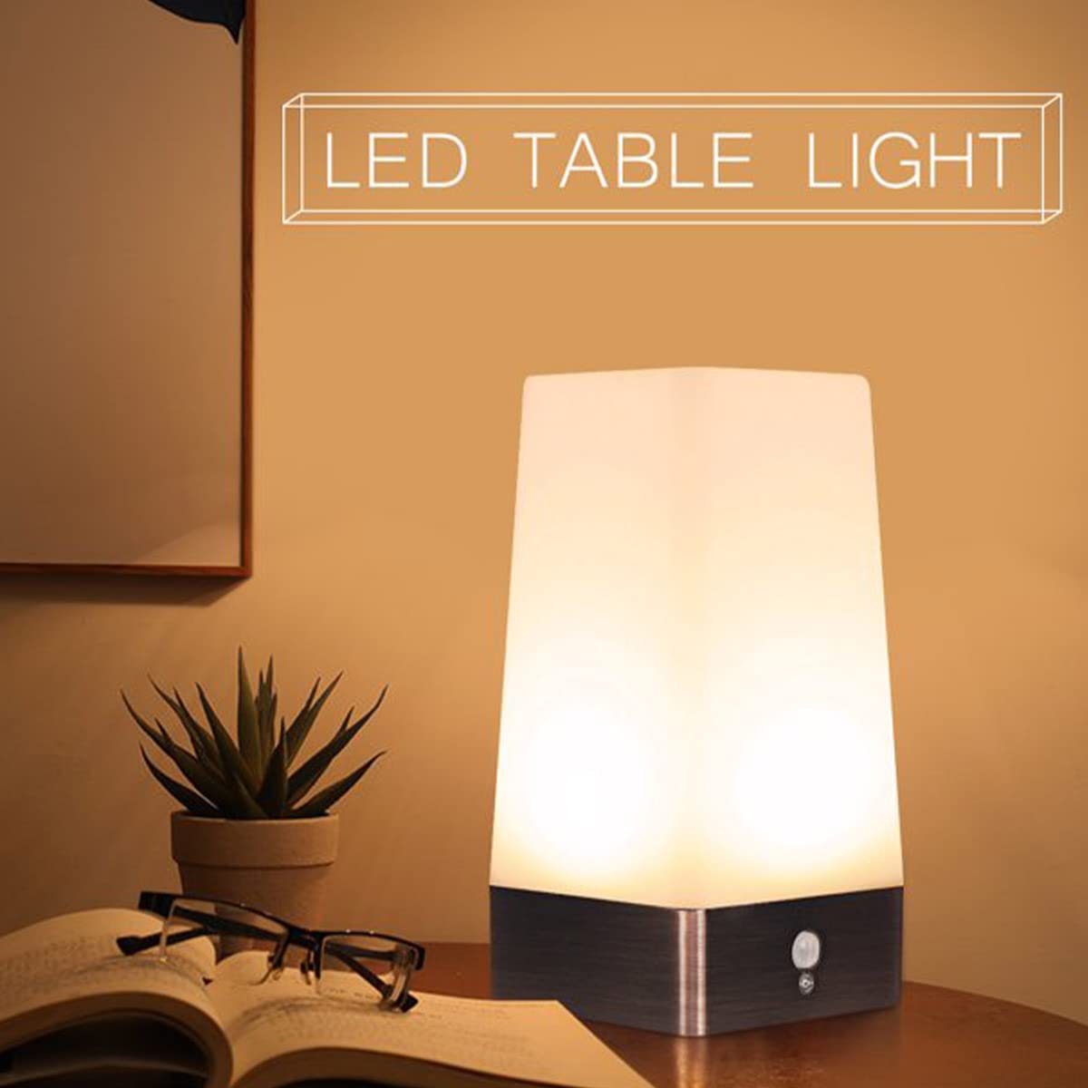Energy-Saving LED Night Light with Motion Sensor - Battery Powered Mini Bedside Lamp for Bedroom, Living Room & Corridor - Auto On/Off Square Nightlight for Safety & Convenience (Ideal for Kids, Elderly & Nighttime Bathroom Visits)