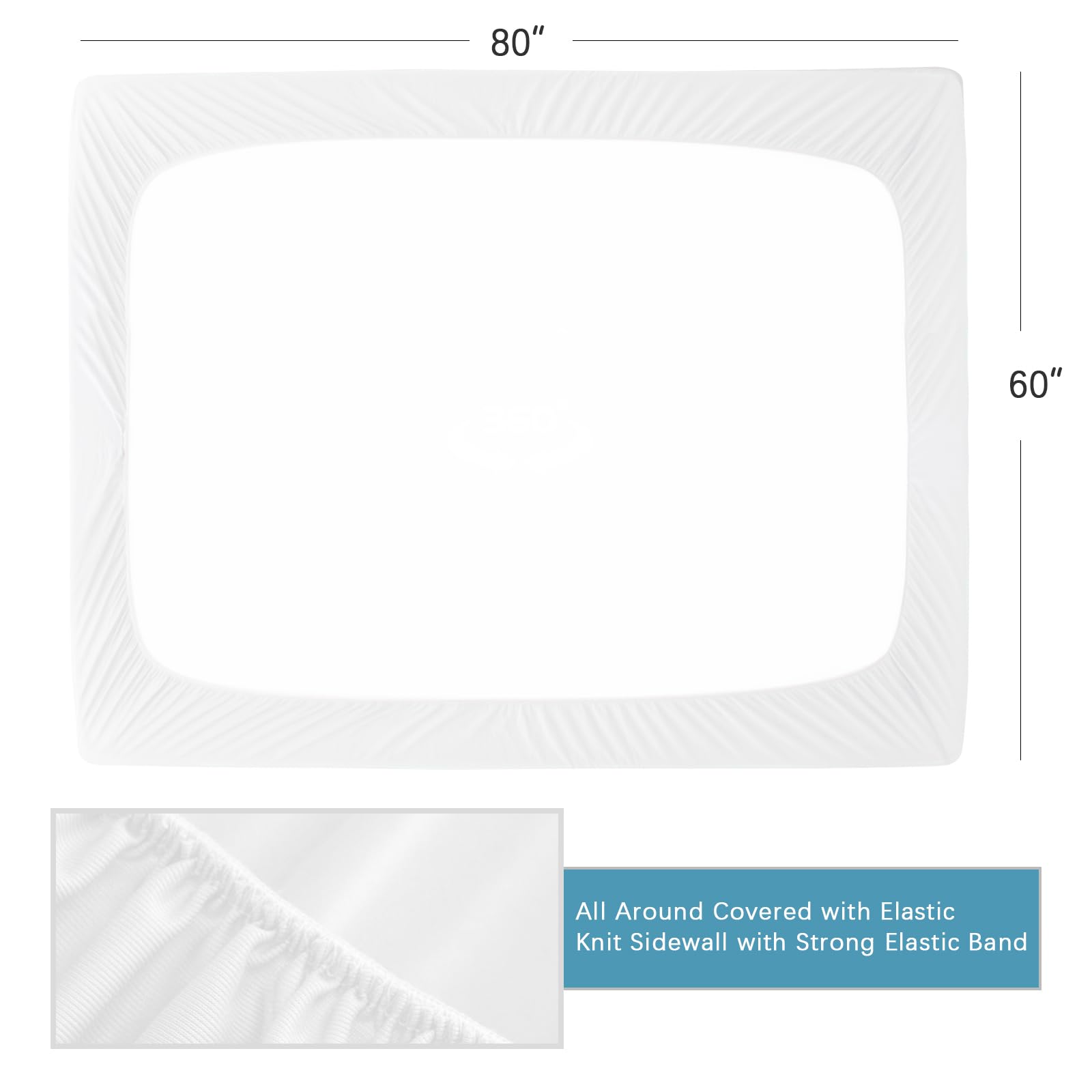2 Pack Queen Size Waterproof Mattress Protector - Noiseless, Soft & Breathable Fitted Sheet with Deep Pocket (Up to 14