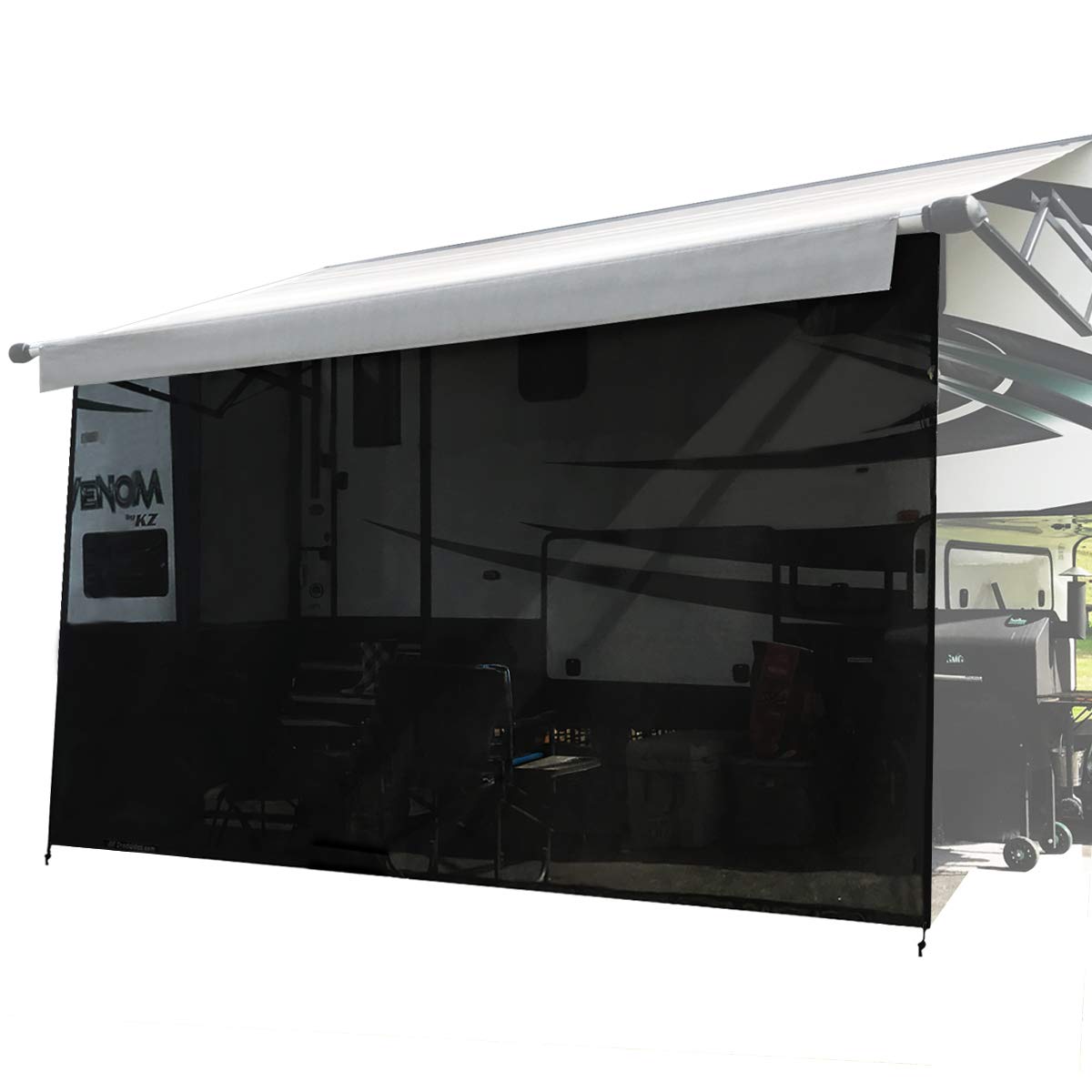 Shadeidea RV Sun Shade Screen 10' X 18' 5'' - Black Mesh UV Sunblocker for RV Awning (Fits 19' Awnings) | Motorhome, Camping Trailer Sunshade Canopy with 3 Year Warranty | Perfect for Outdoor Camping, Road Trips and Summer Protection