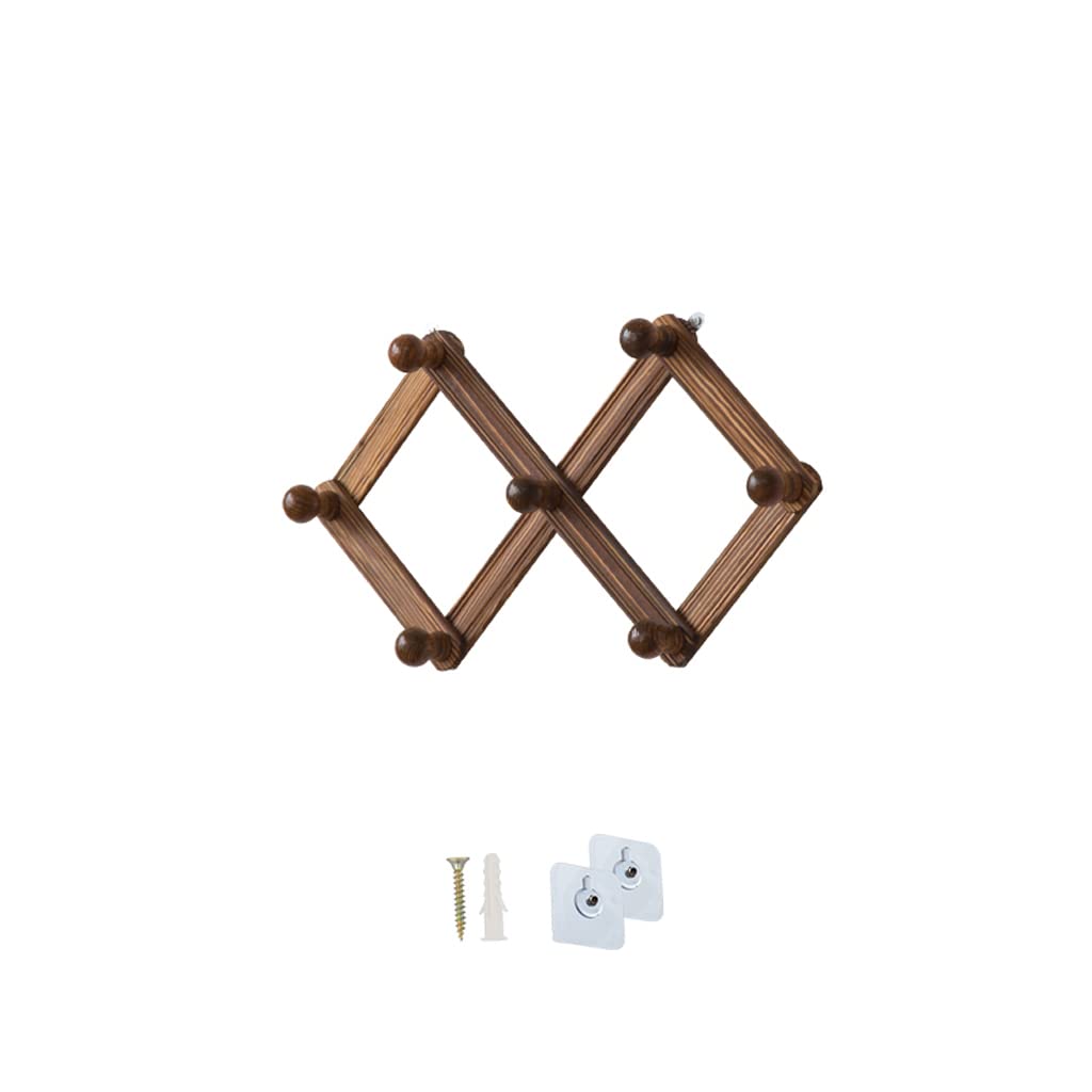 NNR Decorative Wall Mounted Coat Rack - Retractable Hooks for Hats, Coats & Accessories | Space Saving Pine Wood Design for Bathroom, Living Room & Bedroom | Perfect for Small Spaces & Home Organization