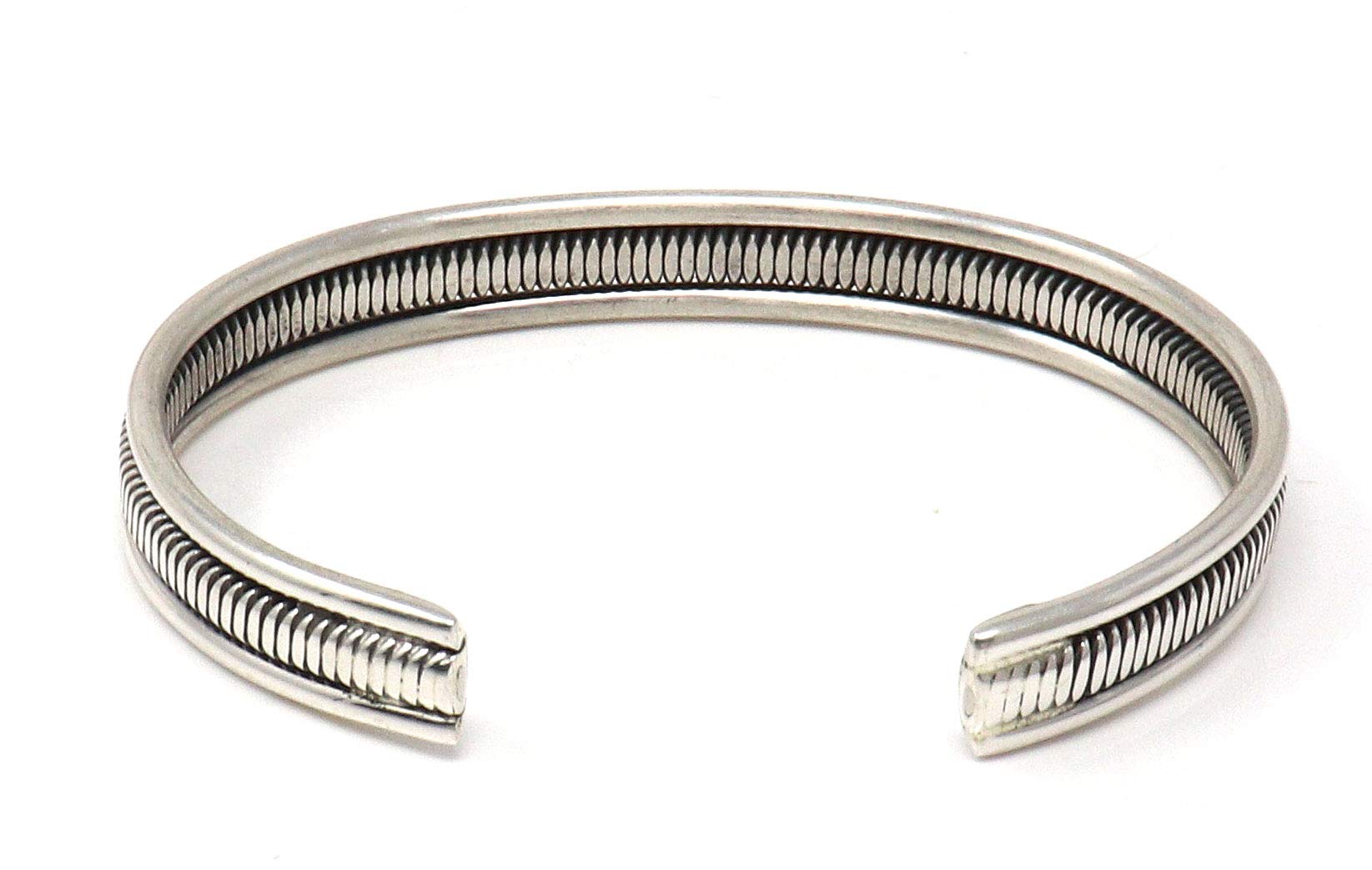 Authentic Navajo Sterling Silver Wire Bracelet by Tahe – Handmade Jewelry for Women, Adjustable Up to 6.75