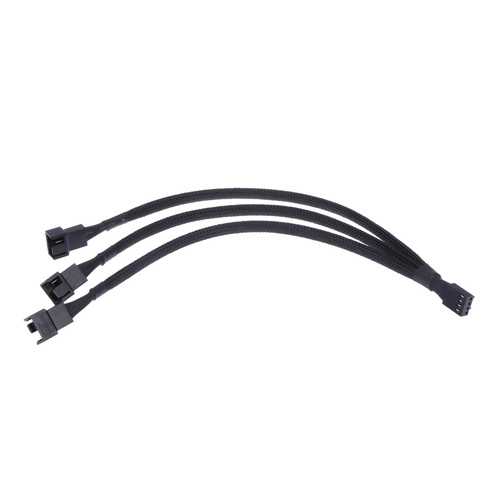 4 Pin PWM Fan Splitter Cable 1 to 3 Ways, Black Sleeved Extension Connector for CPU PC Case Cooling Fans - Perfect for Gaming Rigs & Computer Builds