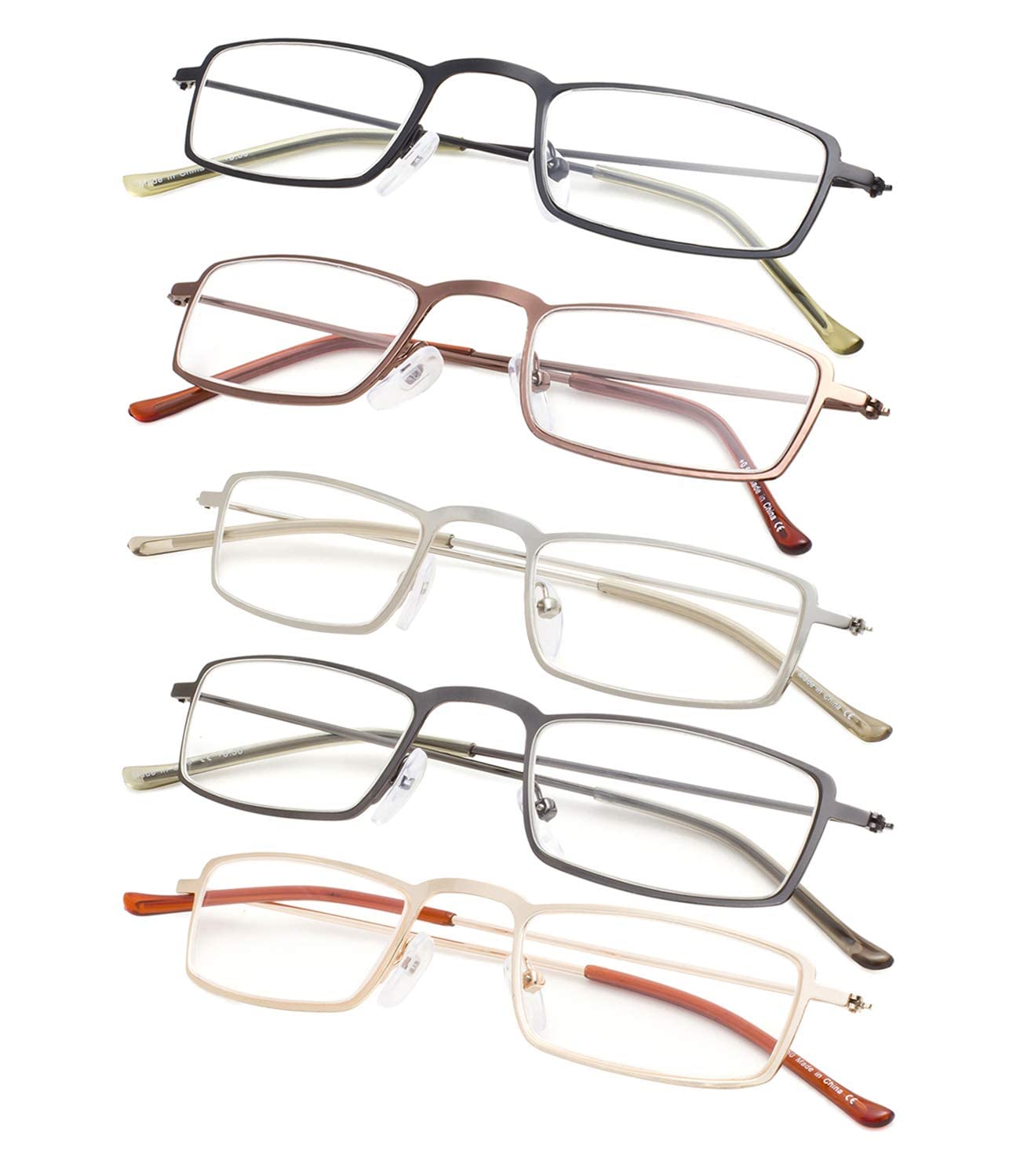 5-Pack Lightweight Reading Glasses for Men & Women - Comfortable +1.0 to +3.5 Magnification - Perfect for Reading Books, Crafts & Computer Work