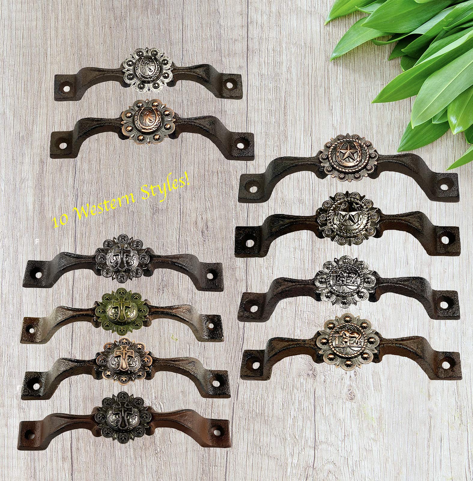 Western Cross Cast Iron Cabinet Handles & Drawer Pulls - Rustic Farmhouse Kitchen Hardware for Cabinets & Drawers - Silver Concho Western Decor (2 Pack) - Perfect for Country Home, Ranch Style Kitchen & Cabinetry Upgrade