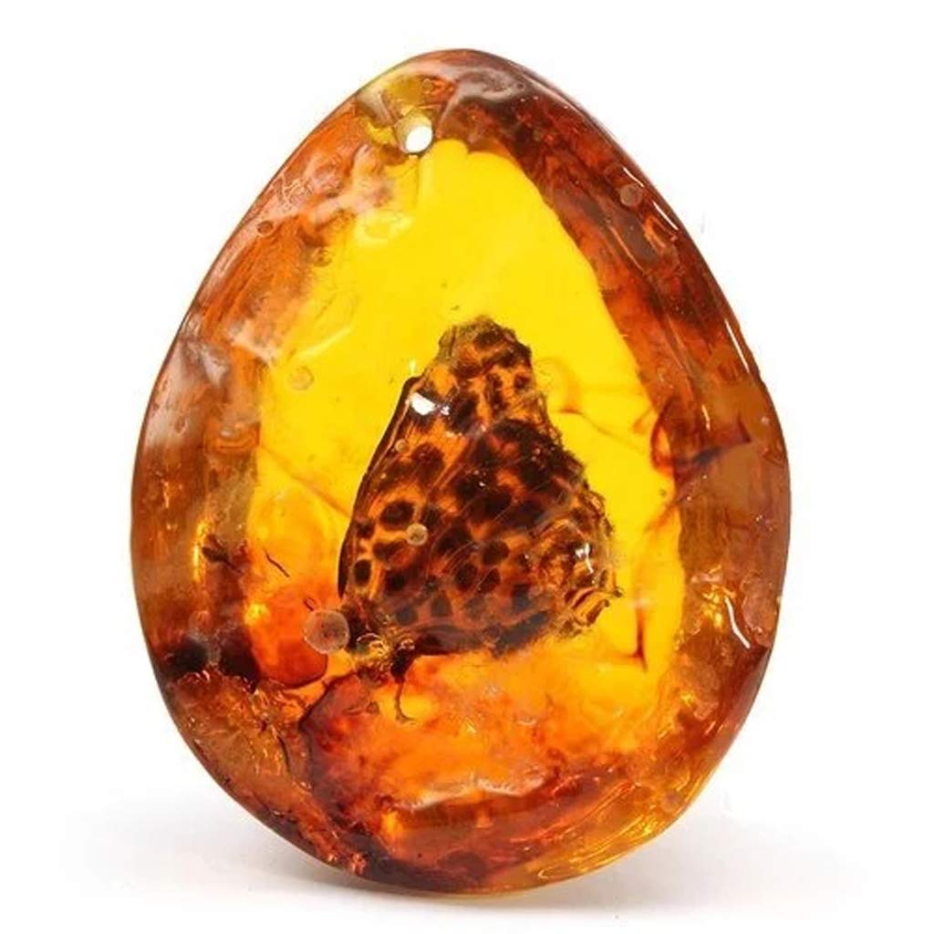 Natural Amber Butterfly Insect Stone Pendant Necklace for DIY Jewelry Making - Perfect for Handmade Necklaces, Bracelets & Boho Style Accessories