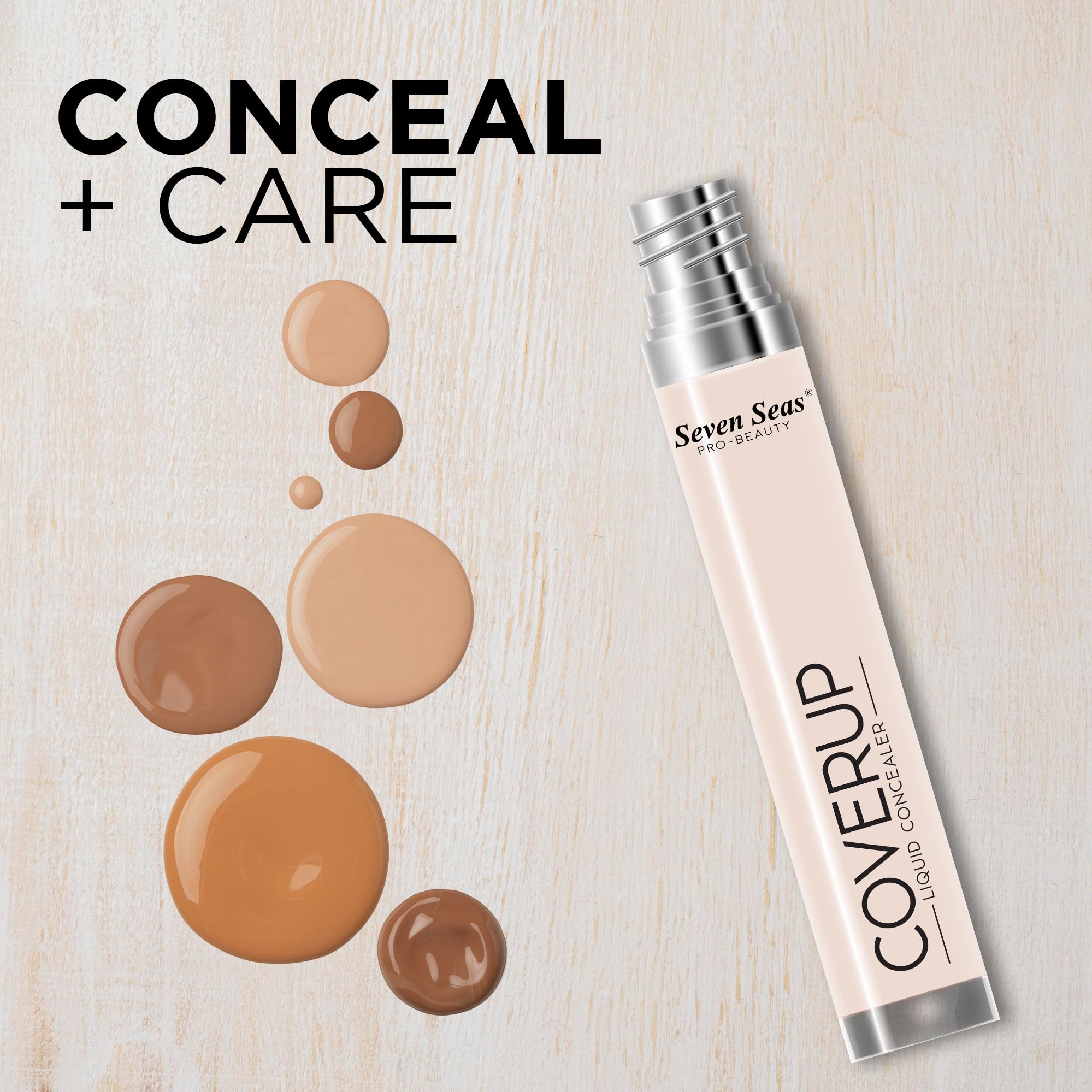 Seven Seas Oil-Free Liquid Concealer - Lightweight, Full Coverage Matte Finish Concealer for Face Makeup | Blendable Formula | Nude Shade 7ml | Perfect for Daily Wear, Contouring & Dark Circle Coverage