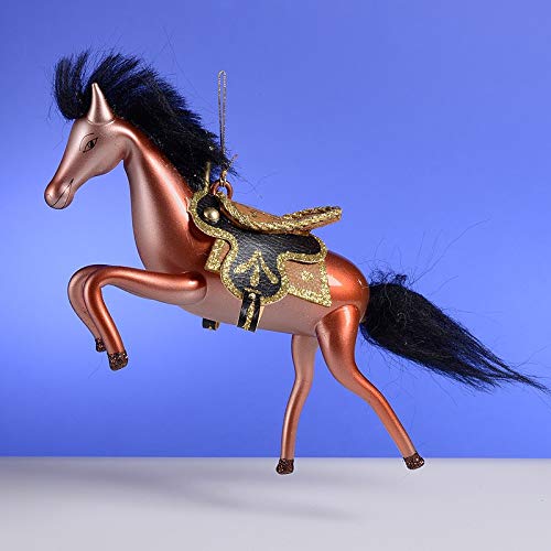 Italian Mouthblown Glass Horse with Saddle Christmas Ornament - Elegant Holiday Tree Decoration for Christmas, Home, and Festive Party Decor