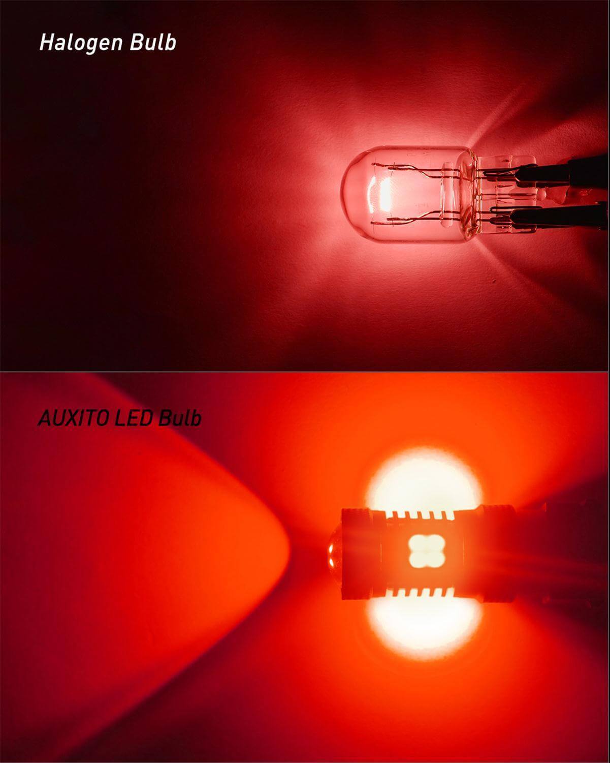 AUXITO 7443 LED Bulb Red - 7440 7444 W21W T20 Super Bright 14 SMD 3030 Chipsets - Pack of 2 for Brake Light, Tail Light, Turn Signal - Perfect for Cars, Trucks, SUVs, Motorcycles & Trailers