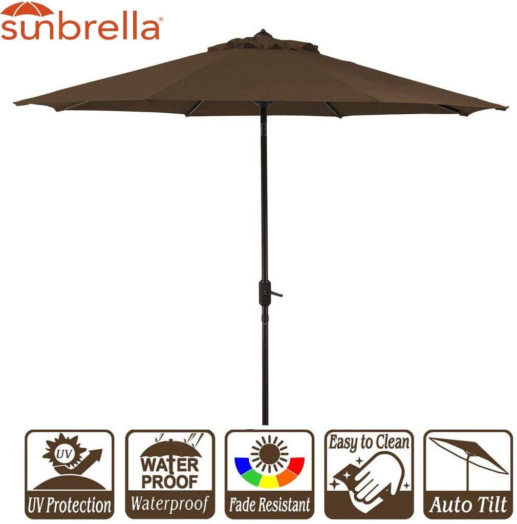 9FT Outdoor Patio Umbrella with Crank & Tilt - UPF 50+ Sun Protection Canopy for Deck, Poolside & Backyard - Waterproof & Wind-Resistant Garden Umbrella for Outdoor Dining & Relaxation