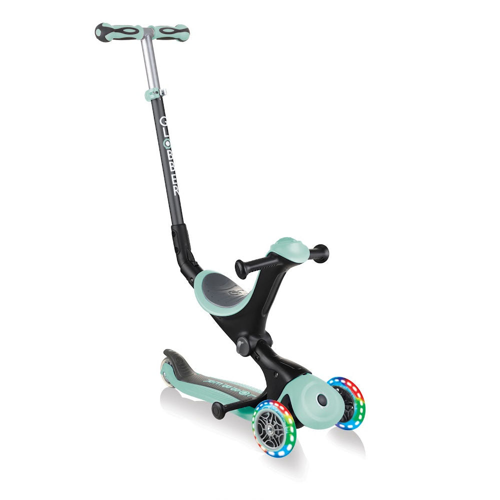 Globber Go Up Deluxe LED Lights Scooter for Kids - Adjustable Height, Foldable Design - Perfect for Commuting, School, and Outdoor Fun