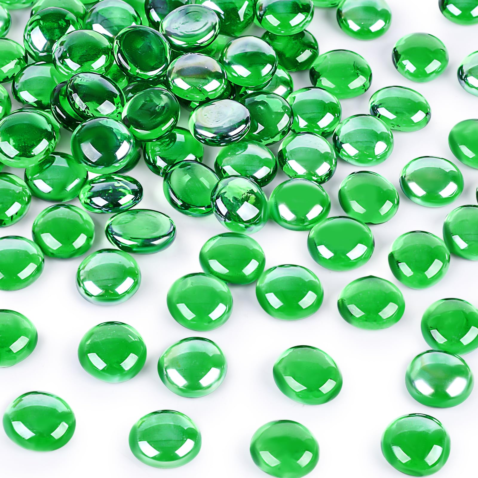 DomeStar 2LB Green Flat Glass Marbles for Vases, Aquariums & DIY Crafts - Decorative Pebbles, Fish Tank Rocks, Table Scatter - Perfect for Home Decor, Wedding Centerpieces & Party Decorations