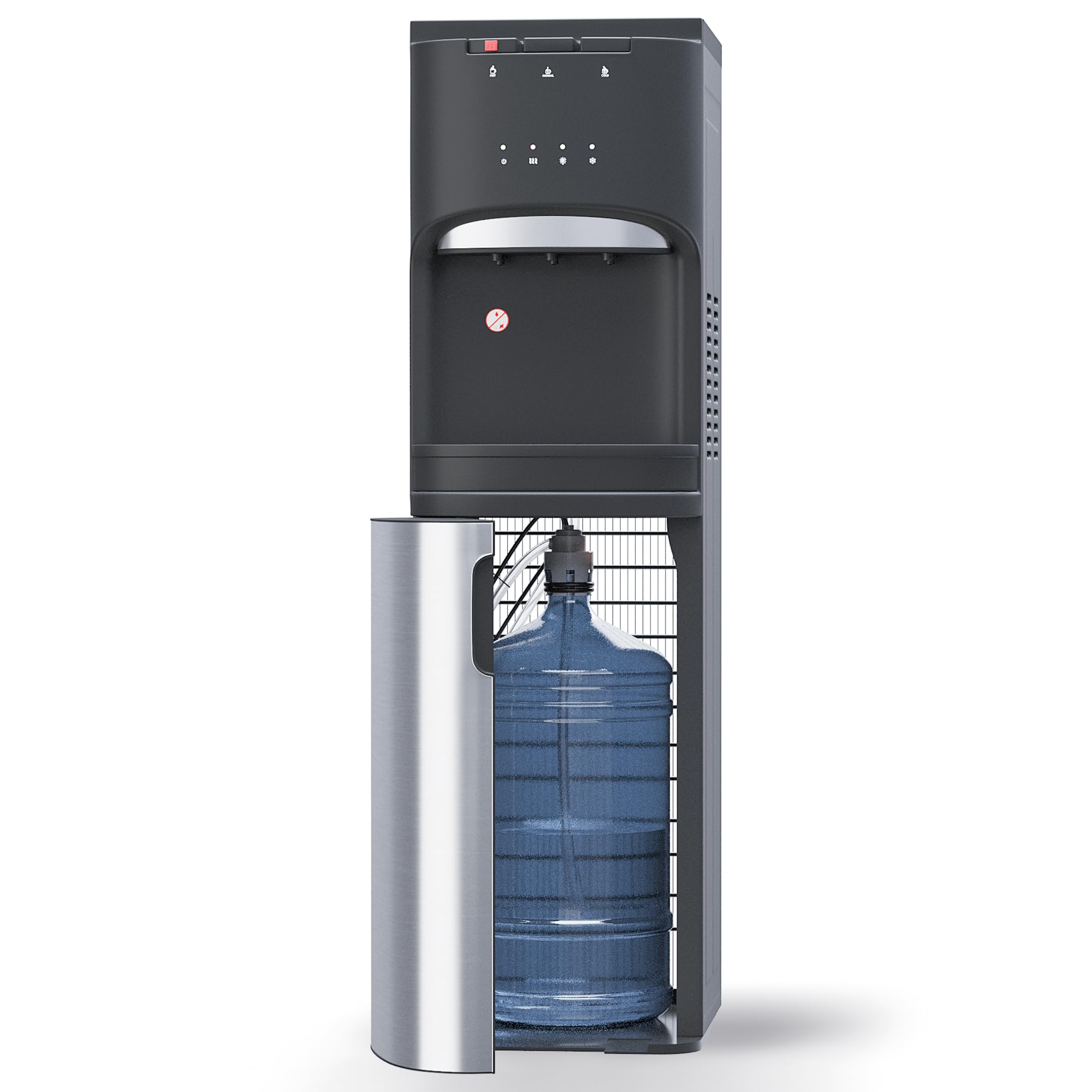Self-Cleaning Bottom Loading Water Dispenser with UV Light - 3 Temperature Settings for 3/5 Gallon Bottles - Stainless Steel Home & Office Water Cooler - Perfect for Kitchen, Breakroom, or Conference Areas