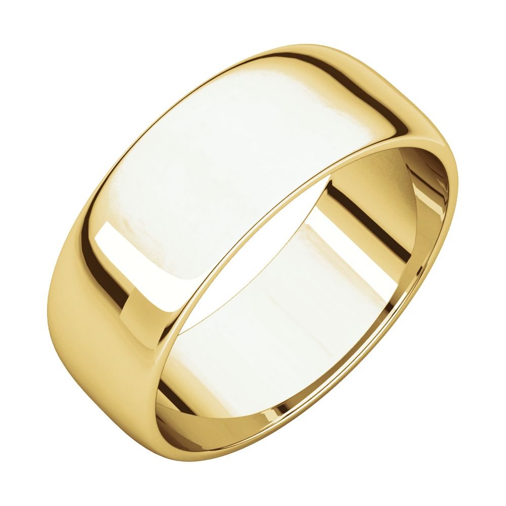 10K Yellow Gold 7mm Half Round Wedding Band for Women - Elegant Bridal Jewelry
