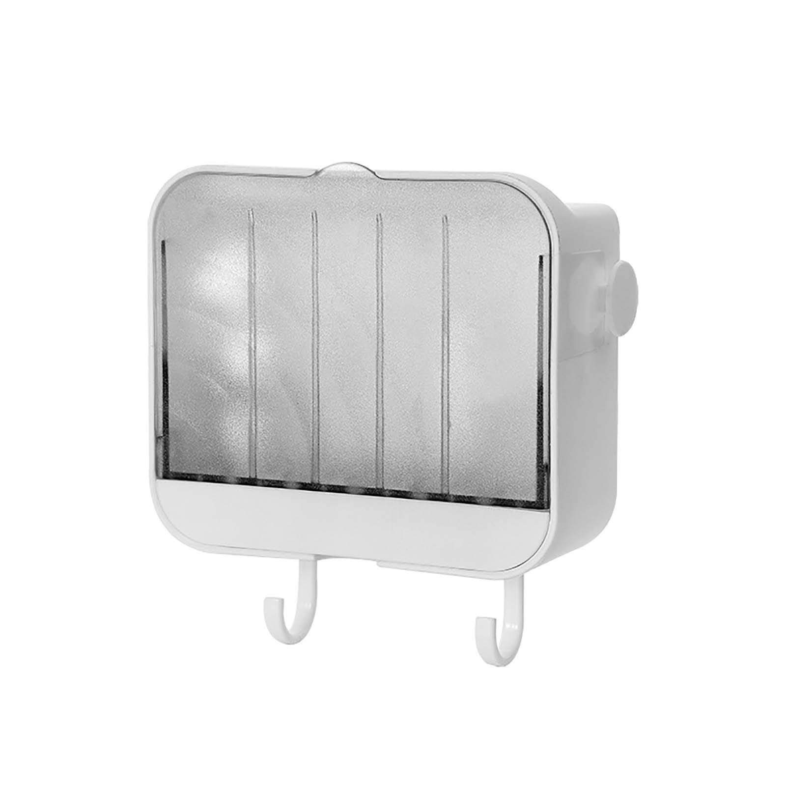 Sietore Punch-Free Wall Mount Soap Holder with Lid - Waterproof Bathroom Soap Box for Toilet, Kitchen, and Shower - Household Soap Dish Organizer (White) - Perfect for Bathroom, Kitchen Sink, and Laundry Room Storage