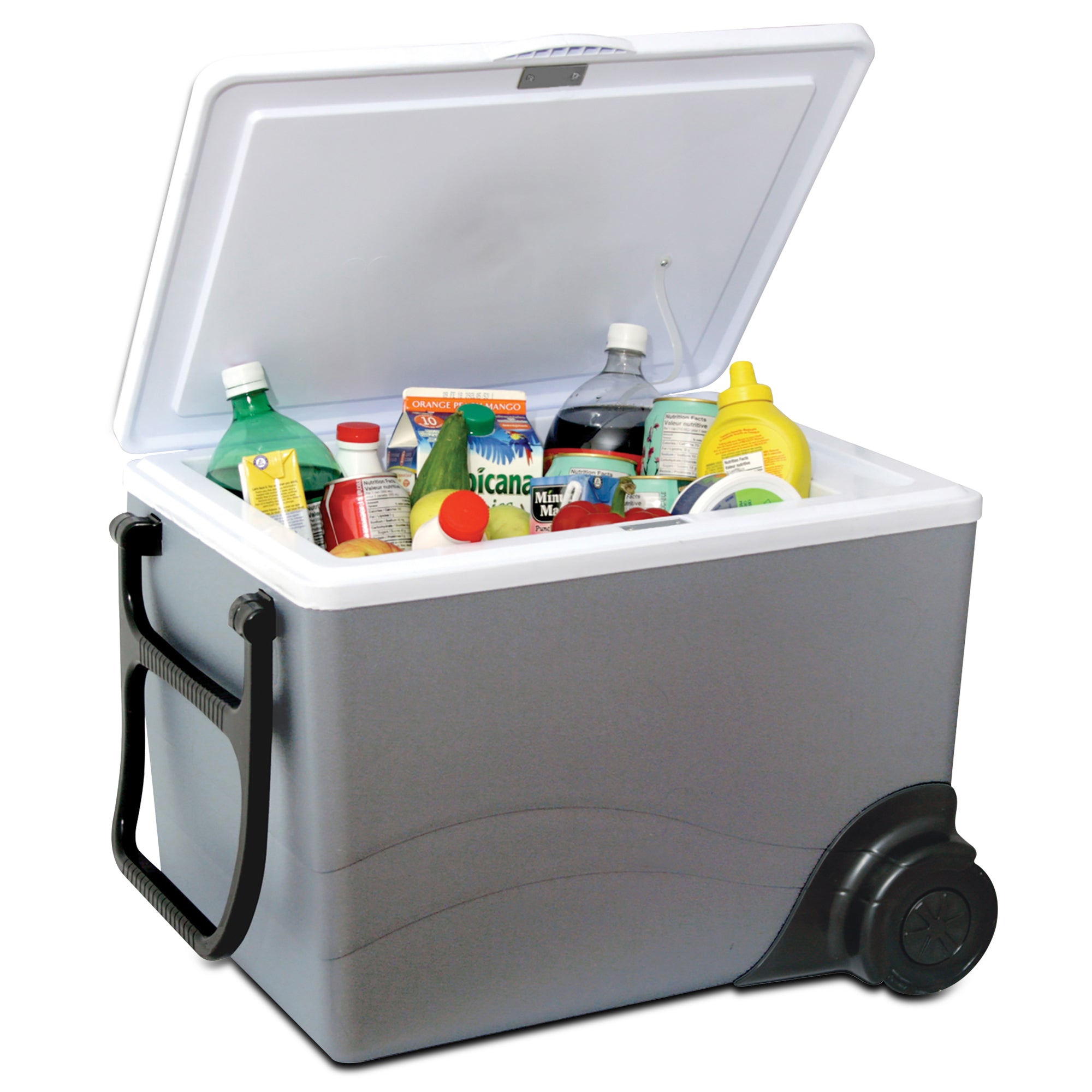 Koolatron 12V Electric Cooler and Warmer - 34L (36qt) Rolling Thermoelectric Car Fridge for Travel, Truck & RV - Dual-Power 12V DC/AC Portable Iceless Refrigerator - Perfect for Road Trips, Camping & Outdoor Adventures (Gray)