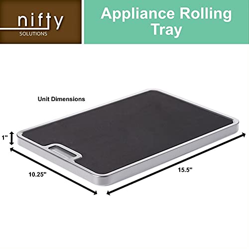 Silver Nifty Medium Appliance Rolling Tray - Kitchen Counter Organizer with Non-Slip Pad & Integrated Wheels for Coffee Maker, Blender, Toaster, Stand Mixer - Perfect for Small Spaces & Easy Appliance Mobility in Home Kitchen
