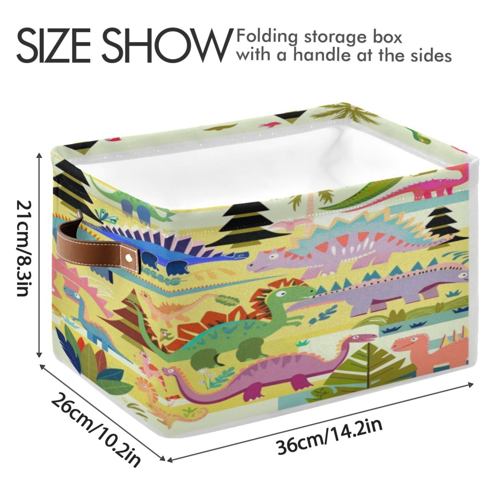 Large Fabric Storage Bins with Handles - Collapsible Decorative Baskets for Shelves, Closet Organizers | Perfect for Clothes, Toys, Home Storage & Kids' Dinosaur Toys | Space-Saving Solution for Bedroom, Nursery & Playroom Organization