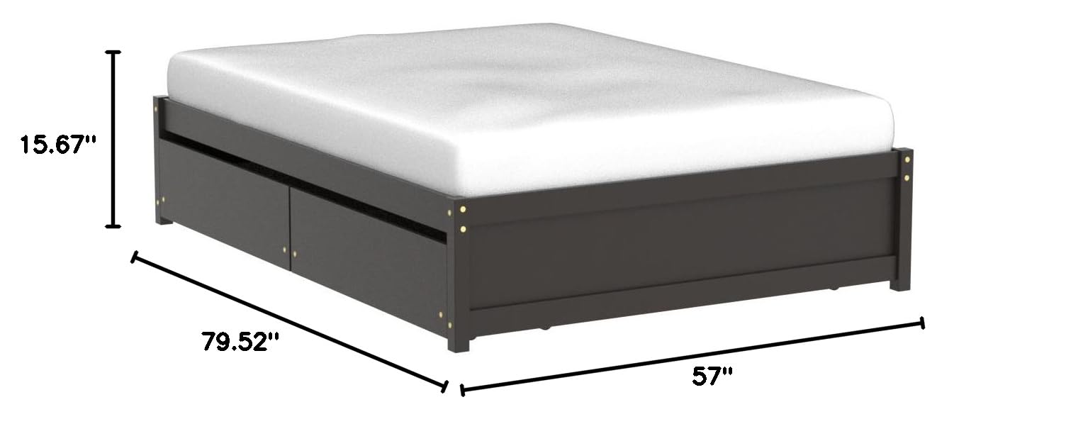 Harper & Bright Designs Solid Wood Full Bed Frame with Storage Drawers & Trundle - Espresso Finish Platform Bed for Kids, Teens & Adults | Perfect for Small Spaces, Guest Rooms & Dormitories