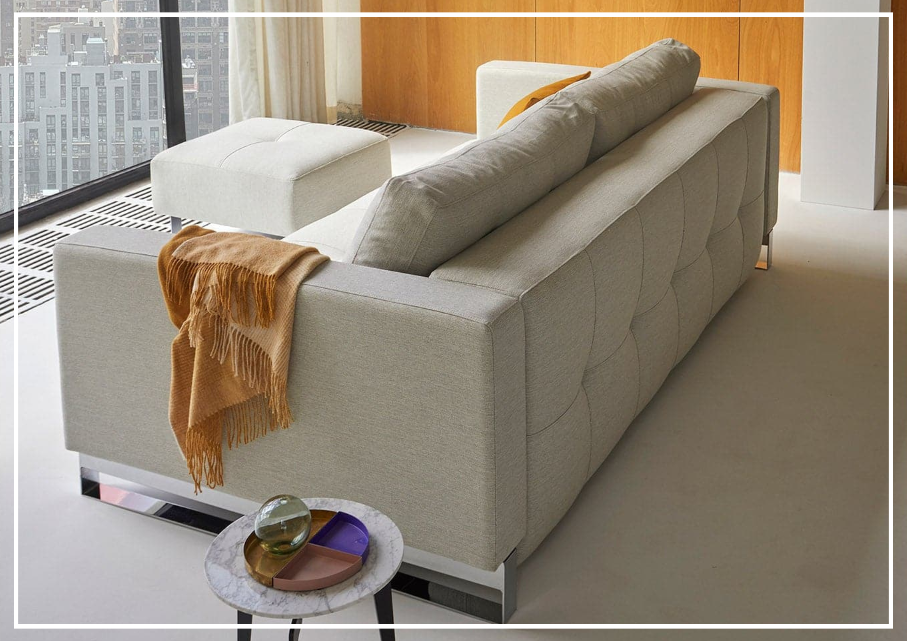 Innovation Living Cassius 2-Seater Fabric Sleeper Sofa with Ottoman - Convertible Sofa Bed for Small Spaces, Guest Room & Apartment Living - Perfect for Overnight Guests & Cozy Movie Nights