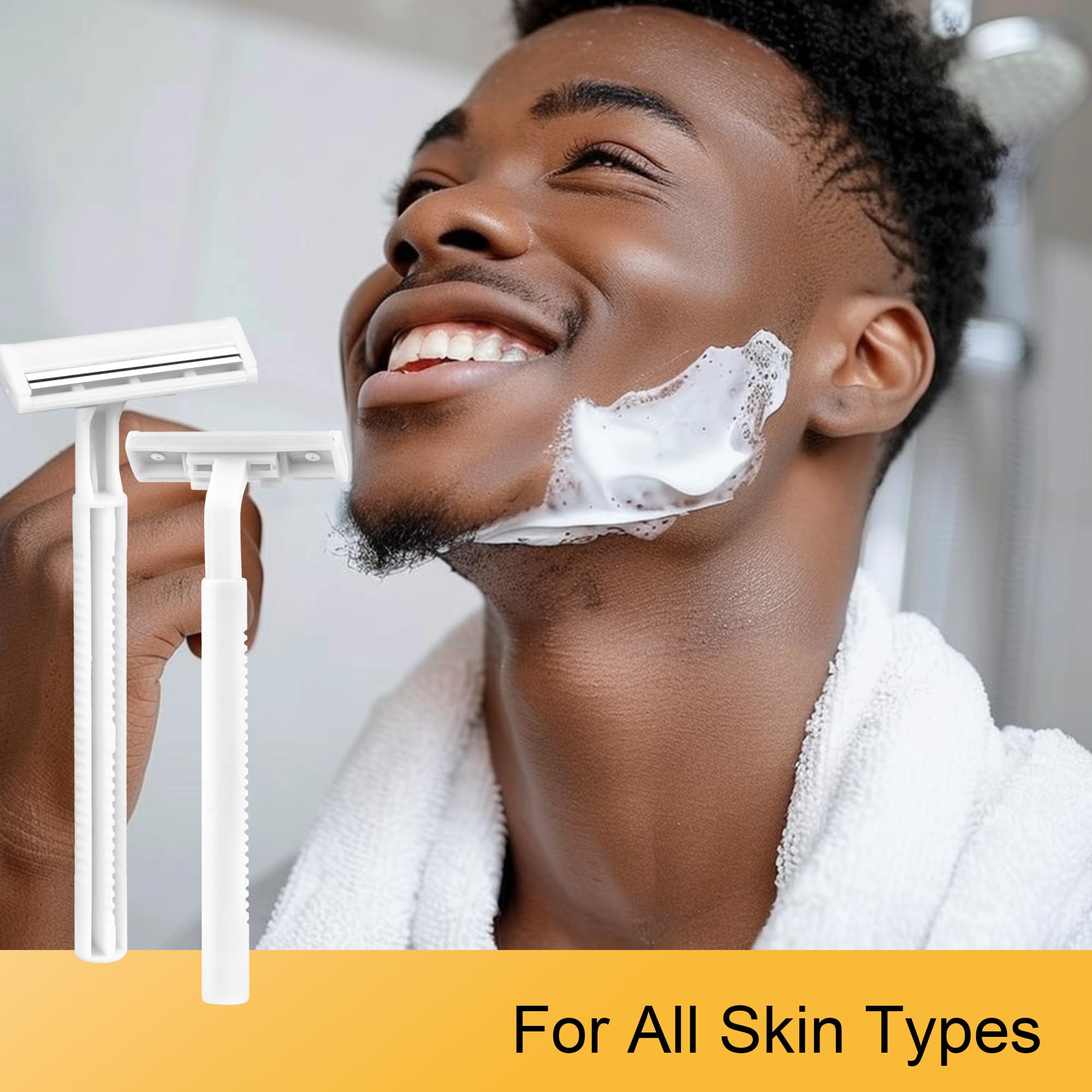 300 Pcs Bulk Disposable Razors with Clear Safety Caps - Twin Stainless Steel Blades for Men & Women - Perfect for Travel, Gym, Hotels and Home Shaving