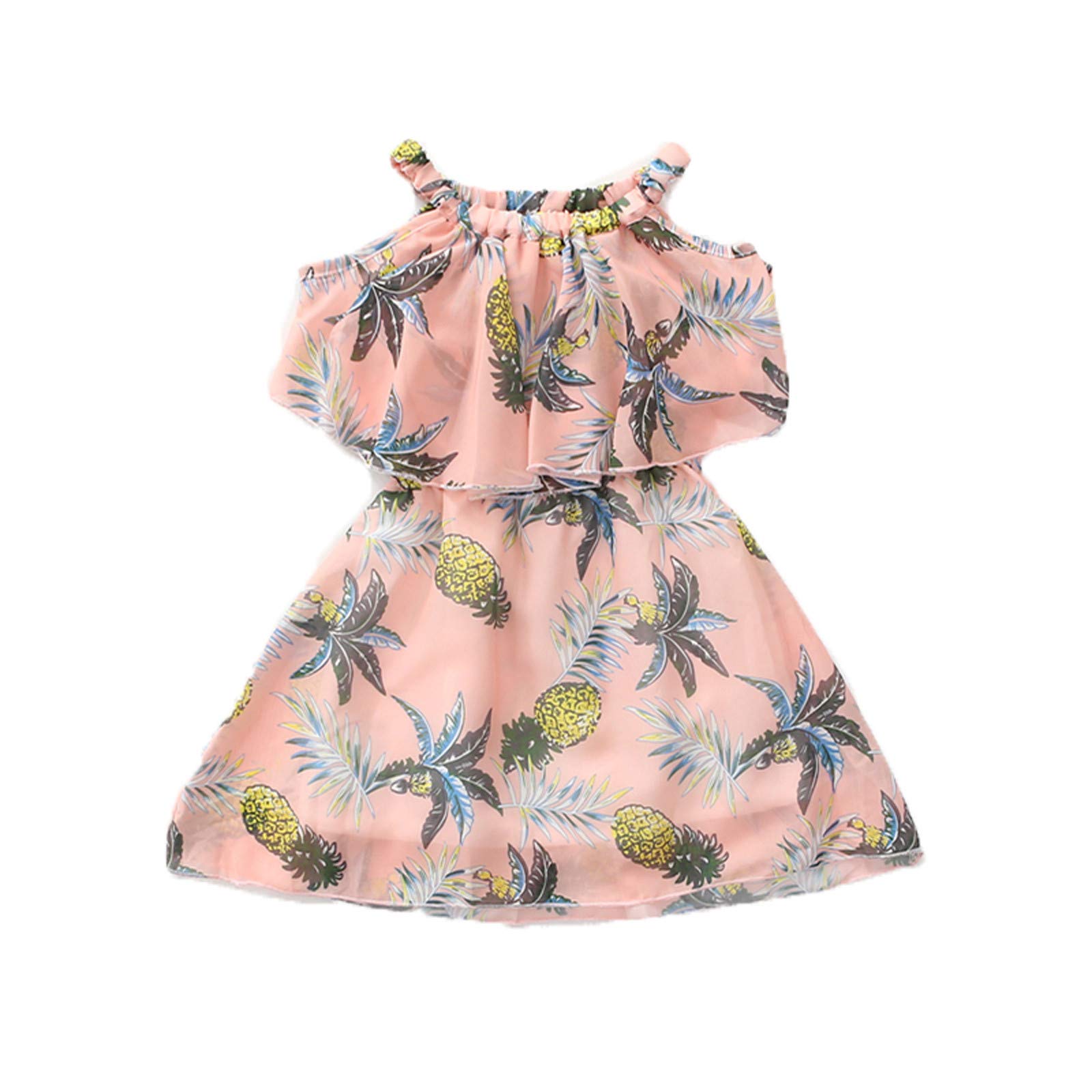 REN12Ni Baby Girl Pineapple Print Sleeveless Chiffon Dress - Summer Outfits for Toddlers | Perfect for Beach Vacations, Birthday Parties & Photo Shoots